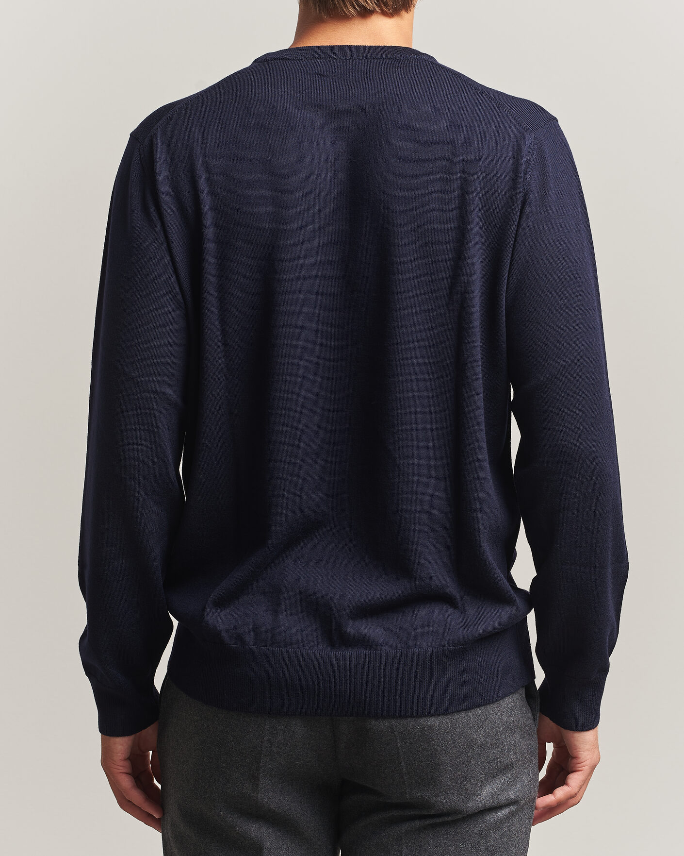 Hombres | Jerséis y prendas de punto | Eton | Merino Wool Knitted Crew Neck Navy Blue