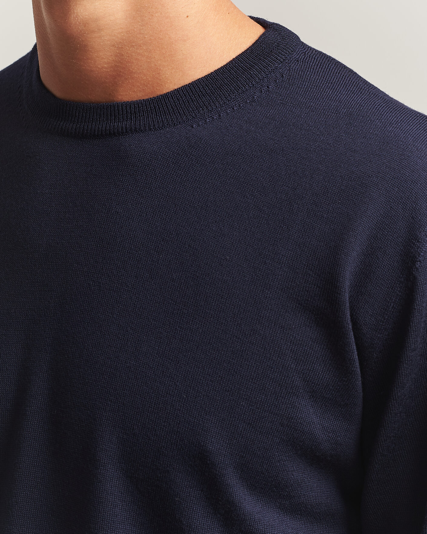 Hombres | Jerséis y prendas de punto | Eton | Merino Wool Knitted Crew Neck Navy Blue