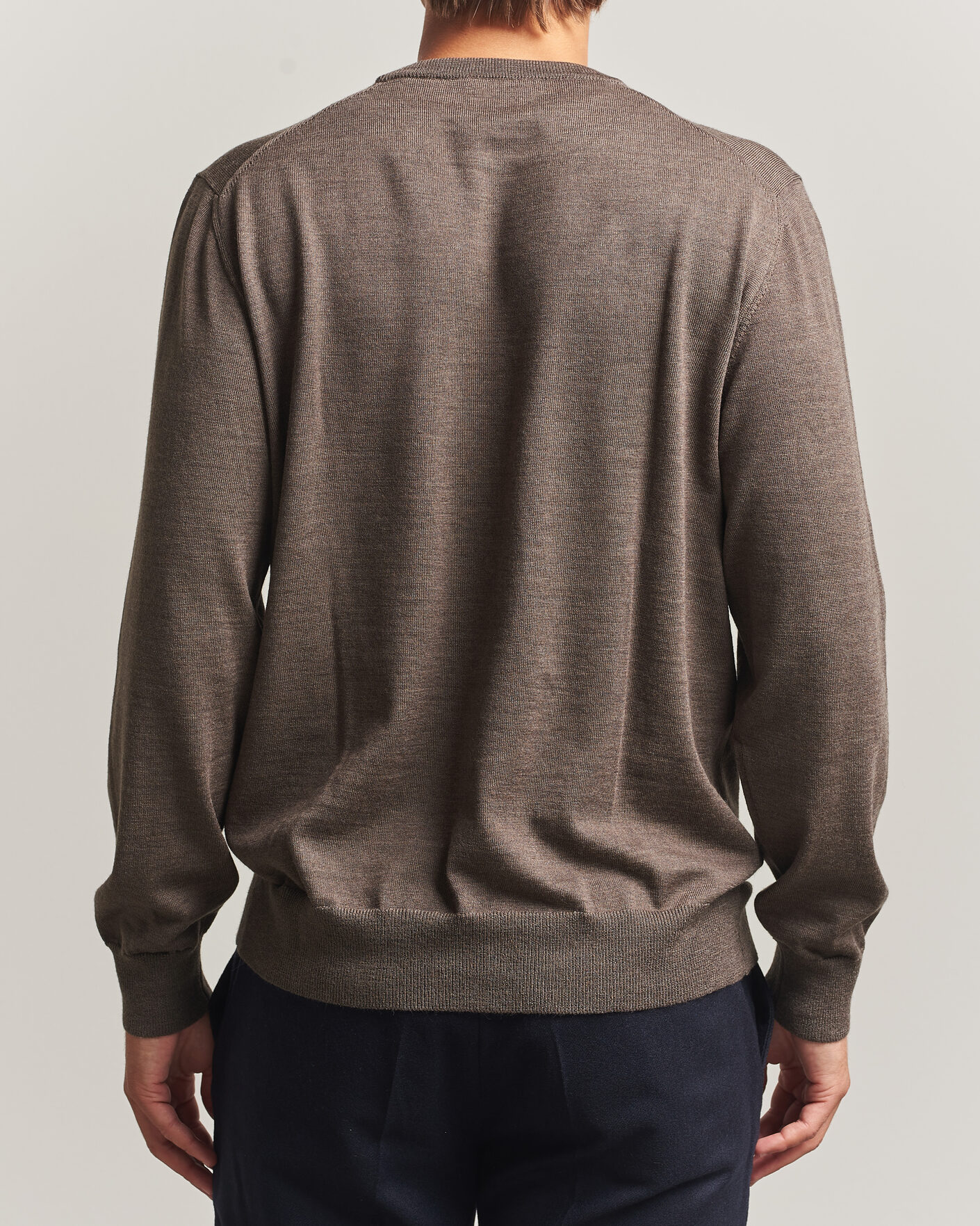 Hombres | Jerséis y prendas de punto | Eton | Merino Wool Knitted Crew Neck Dark Brown