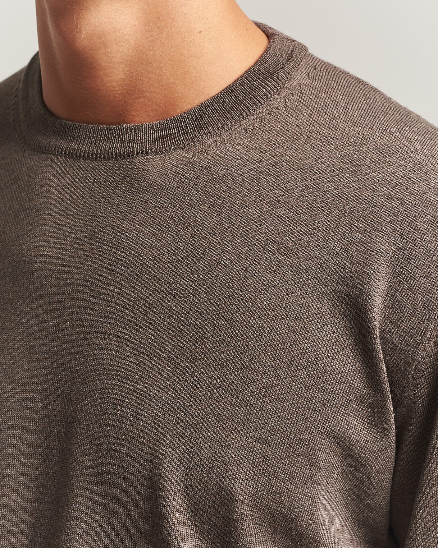 Hombres | Jerséis y prendas de punto | Eton | Merino Wool Knitted Crew Neck Dark Brown