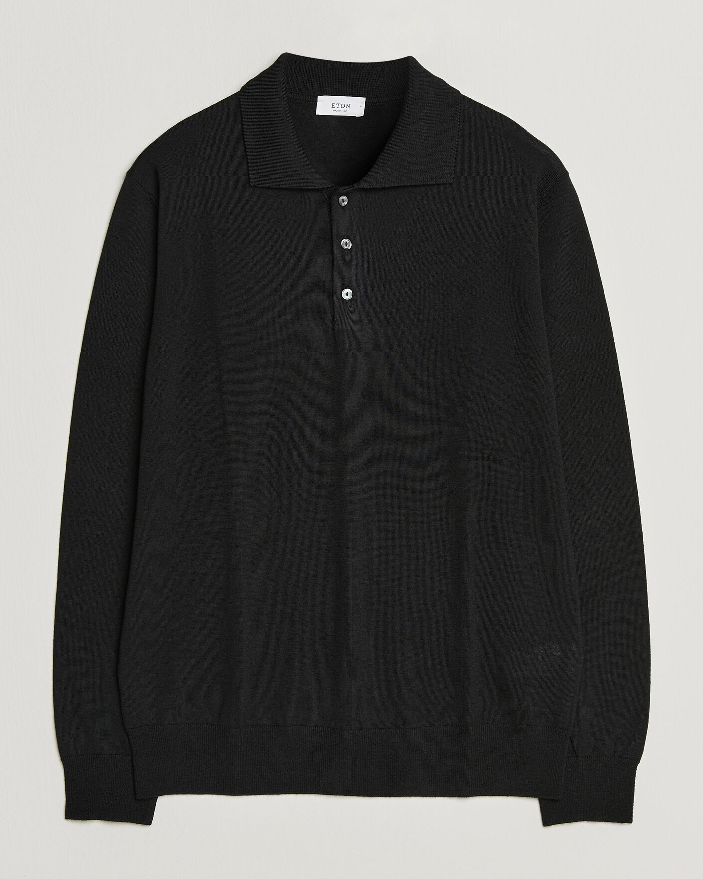 Hombres | Jerséis y prendas de punto | Eton | Merino Wool Knitted Polo Black