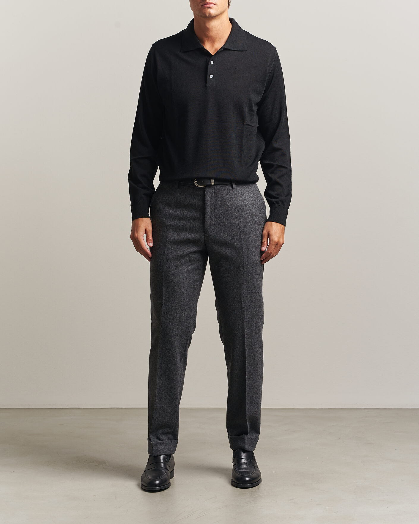Hombres | Jerséis y prendas de punto | Eton | Merino Wool Knitted Polo Black