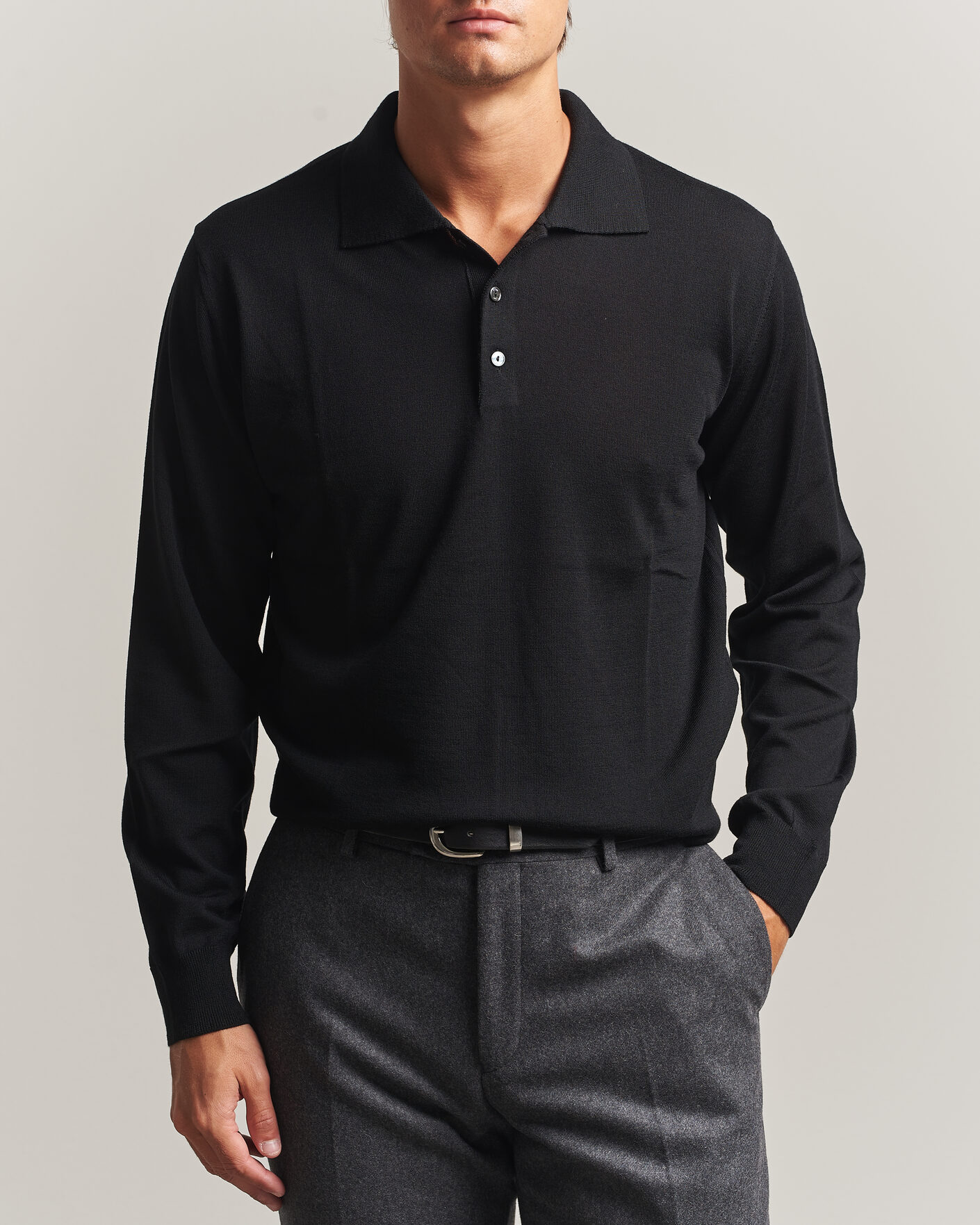 Hombres | Jerséis y prendas de punto | Eton | Merino Wool Knitted Polo Black