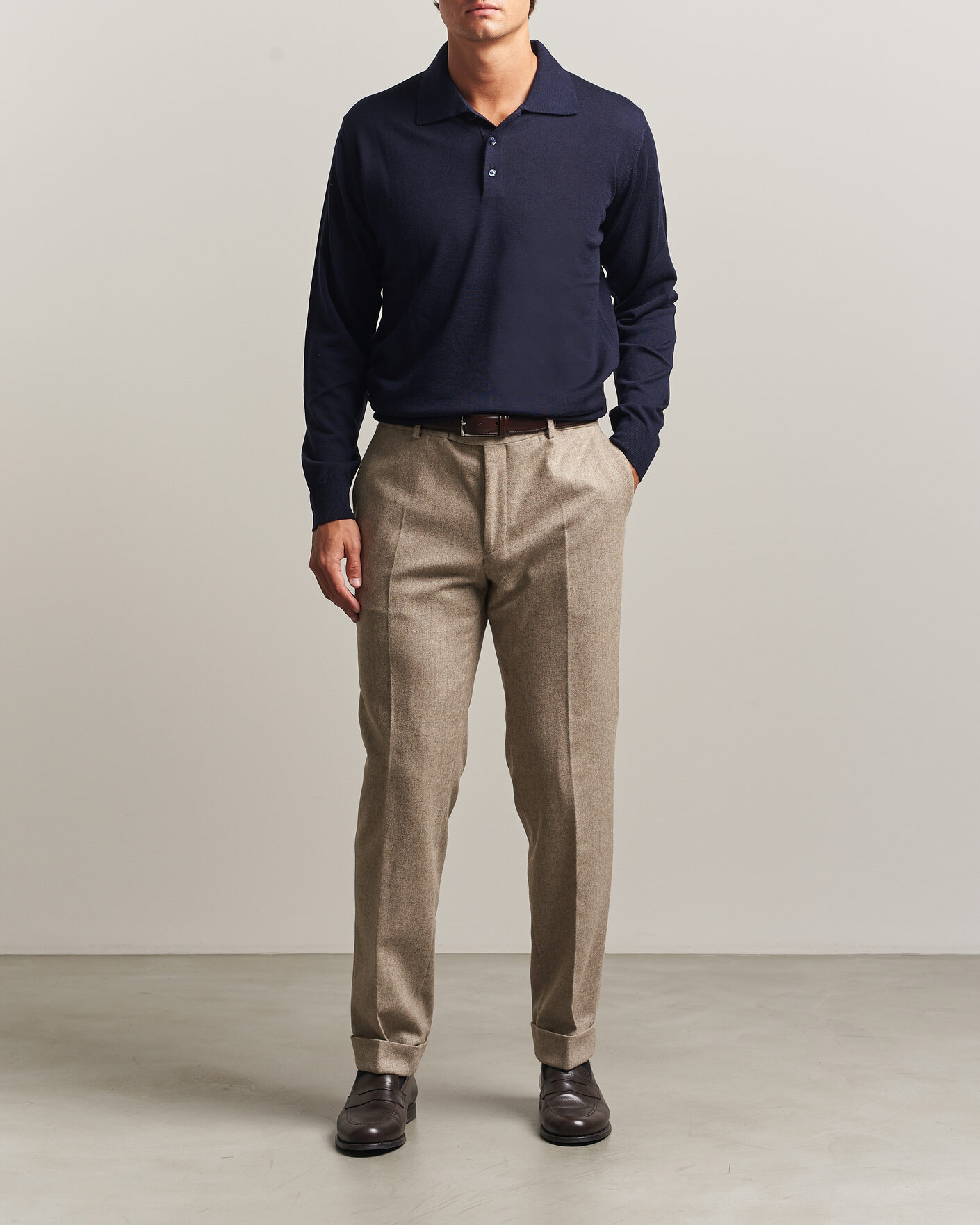 Hombres | Jerséis y prendas de punto | Eton | Merino Wool Knitted Polo Navy Blue