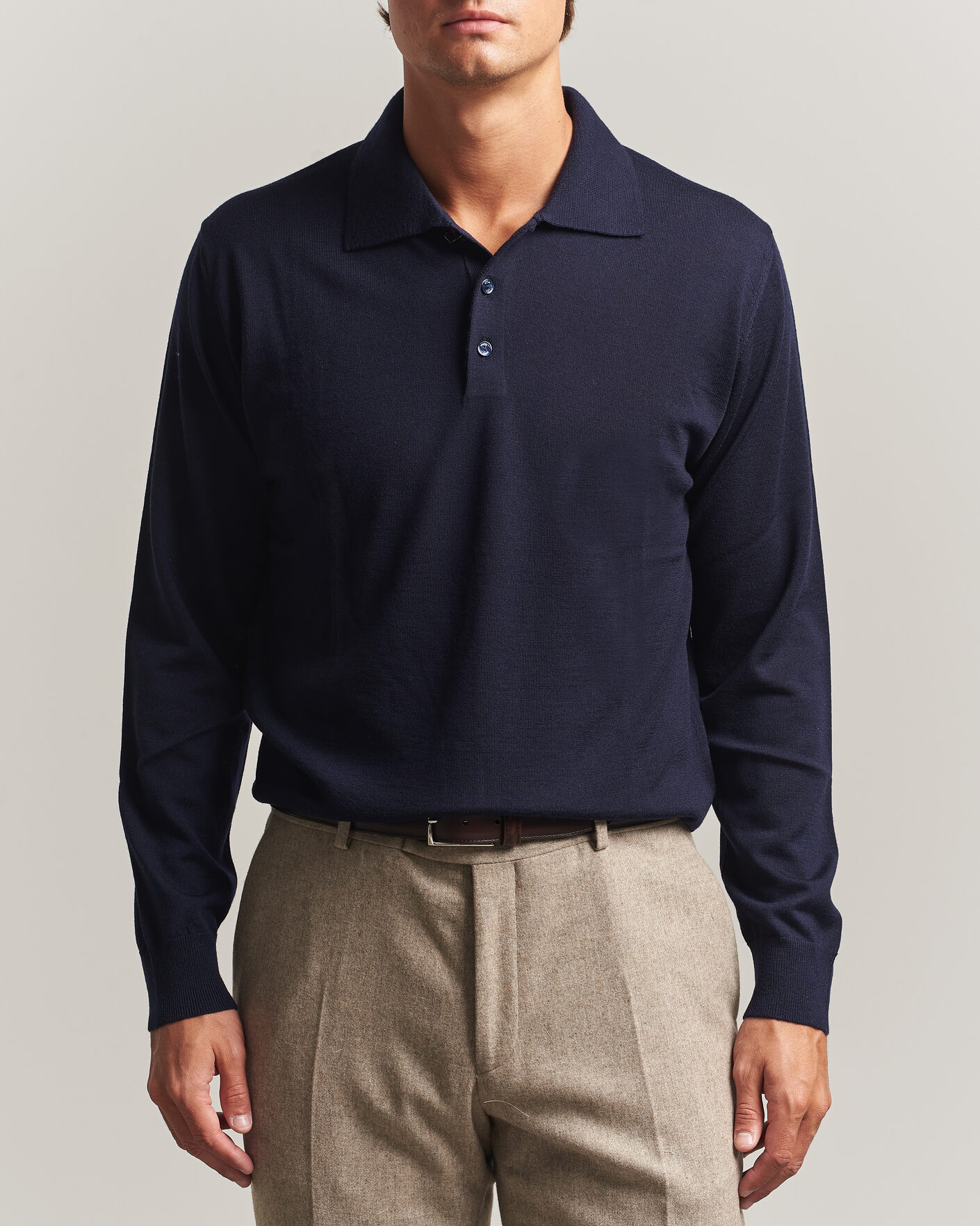 Hombres | Jerséis y prendas de punto | Eton | Merino Wool Knitted Polo Navy Blue