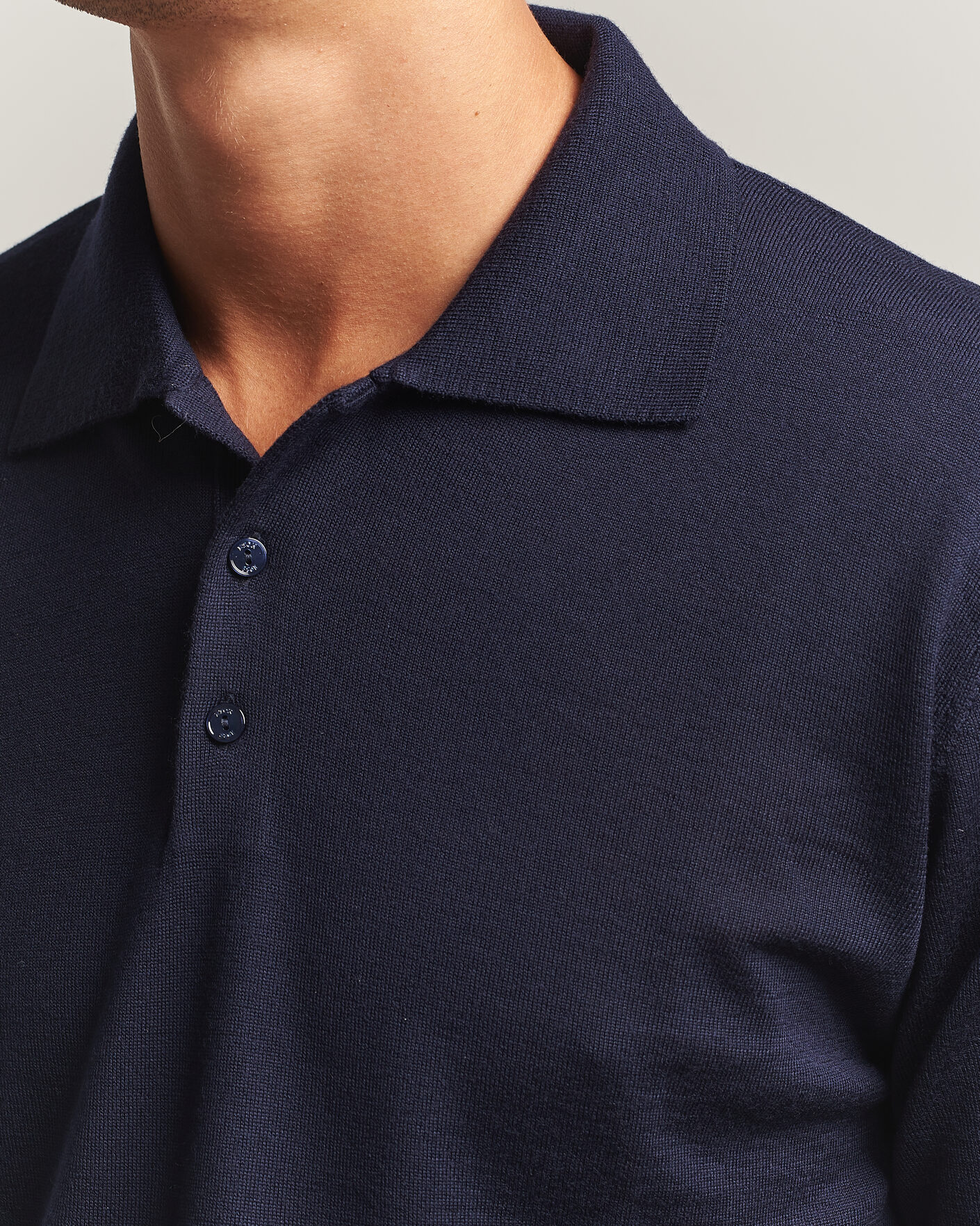 Hombres | Jerséis y prendas de punto | Eton | Merino Wool Knitted Polo Navy Blue