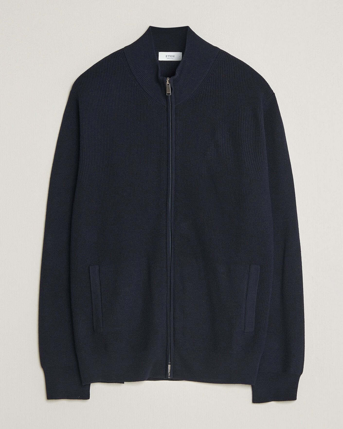 Hombres | Jerséis y prendas de punto | Eton | Merino Wool Knitted Full Zip Navy Blue