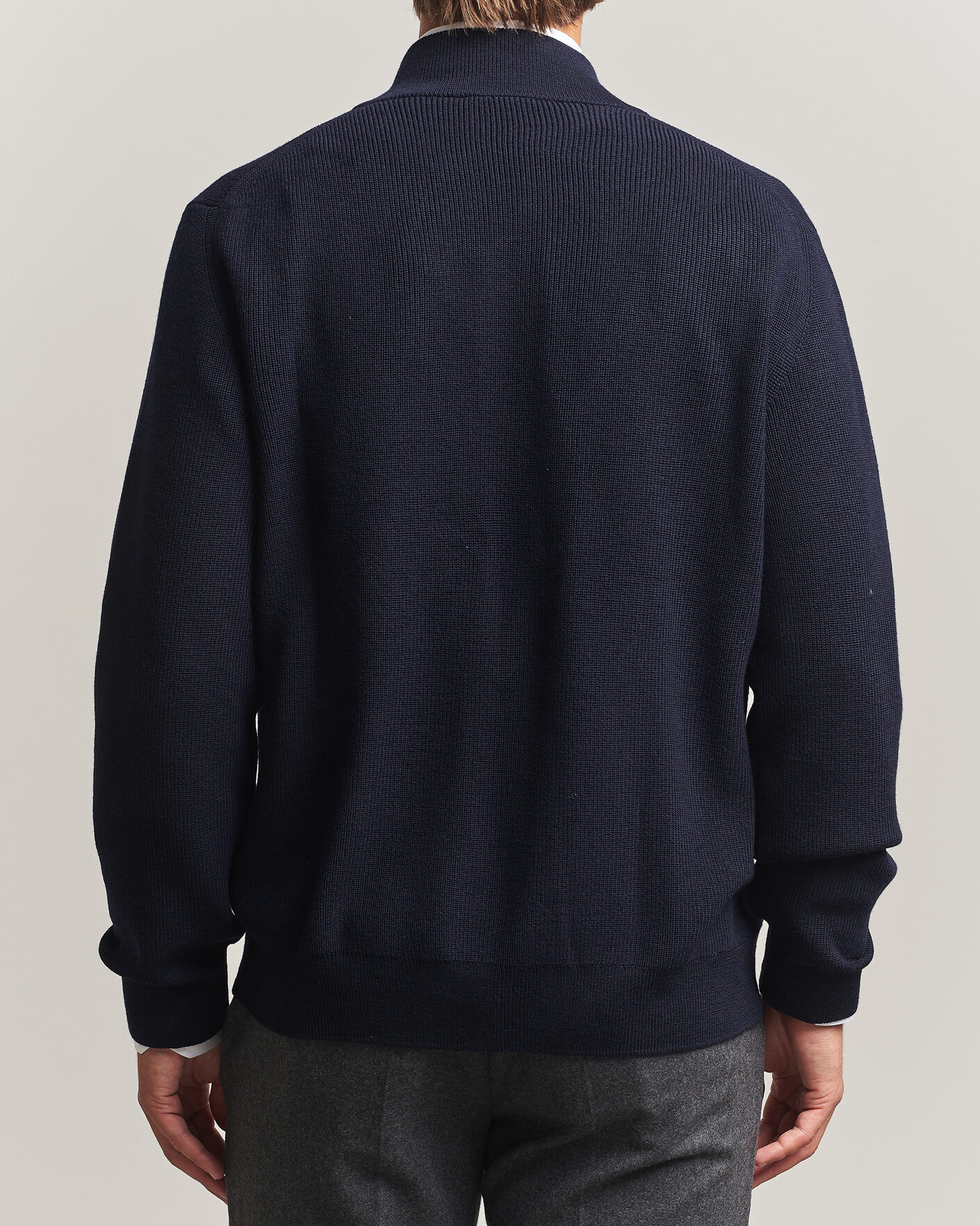 Hombres | Jerséis y prendas de punto | Eton | Merino Wool Knitted Full Zip Navy Blue