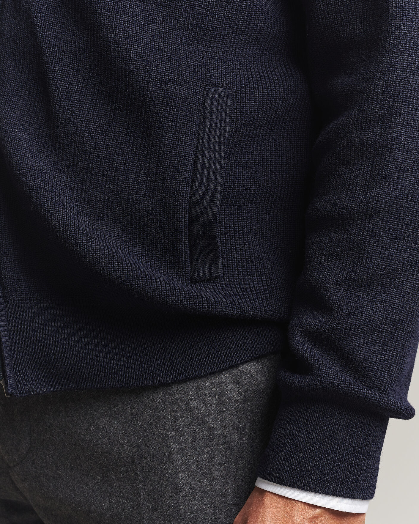 Hombres | Jerséis y prendas de punto | Eton | Merino Wool Knitted Full Zip Navy Blue