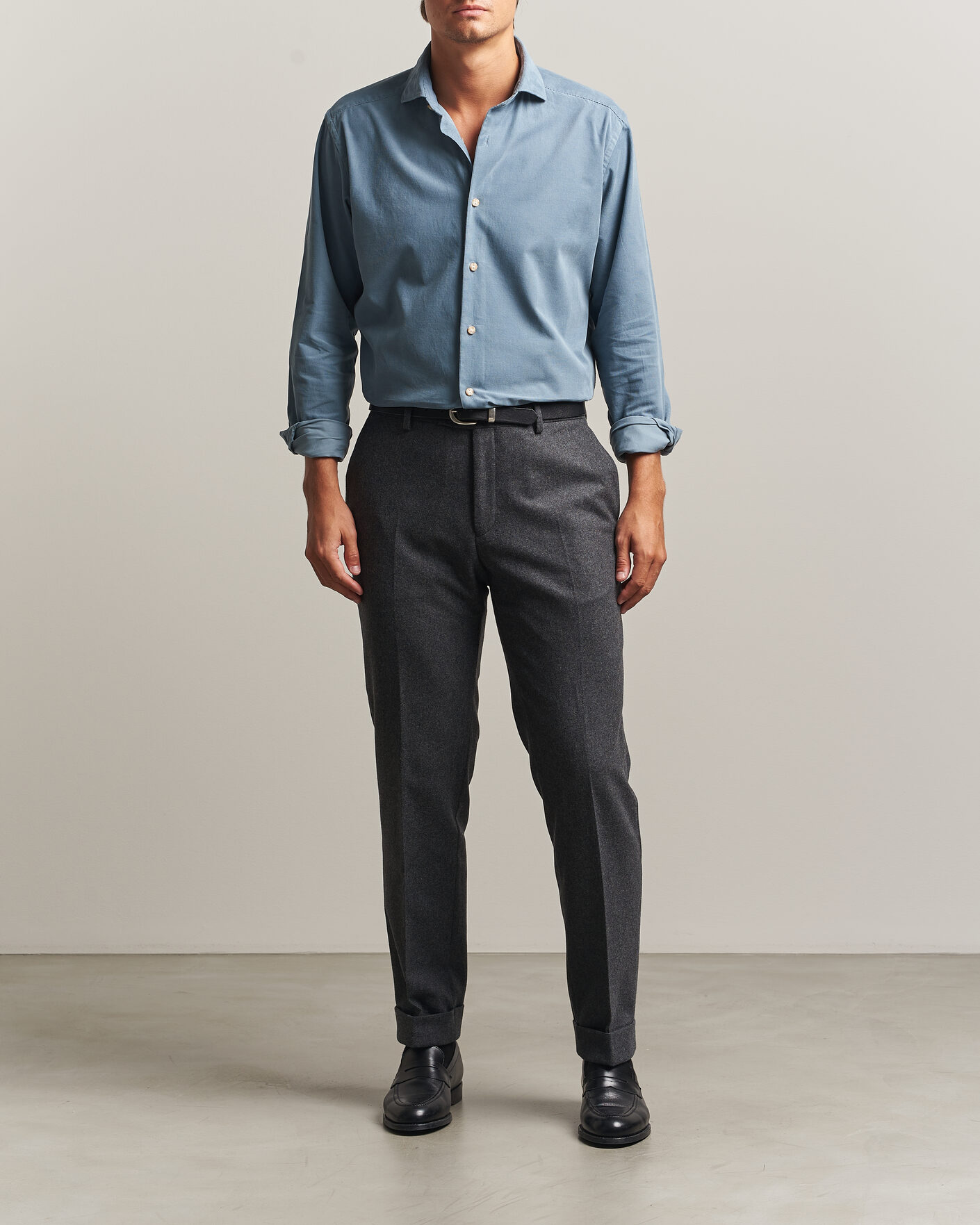 Hombres | Camisas | Eton | Casual Fit Corduroy Shirt Blue