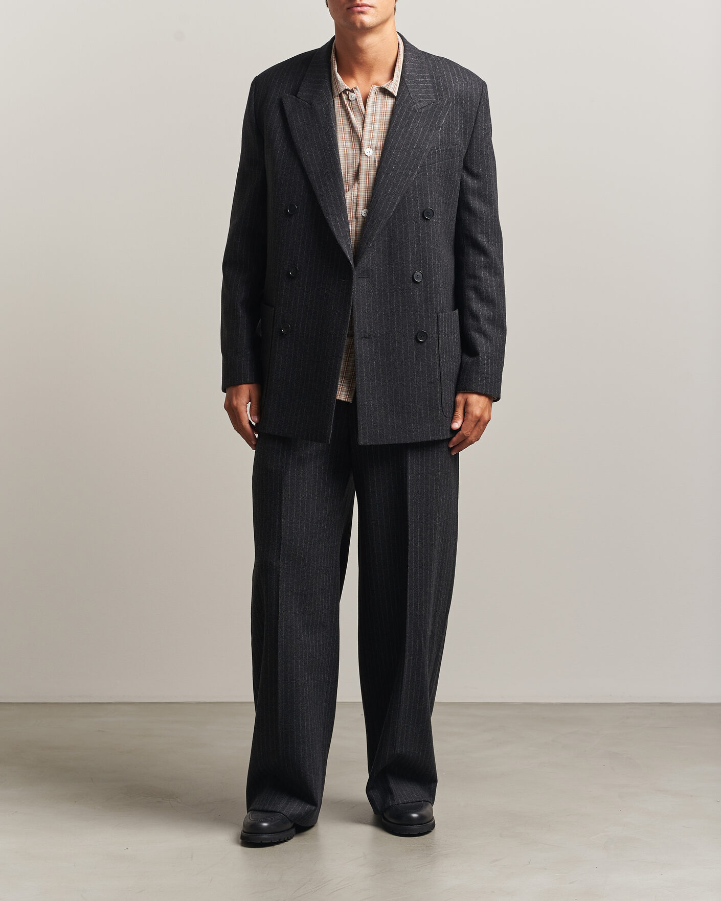 Hombres | Blazers | Filippa K | Michael Wool Flannel Pinstriped Blazer Anthracite