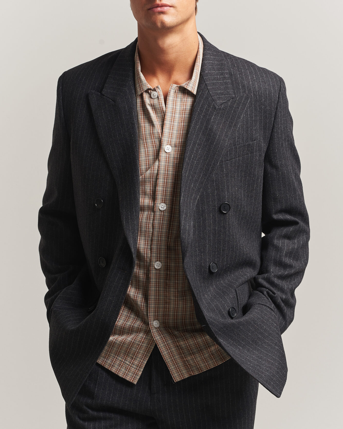 Hombres | Blazers | Filippa K | Michael Wool Flannel Pinstriped Blazer Anthracite