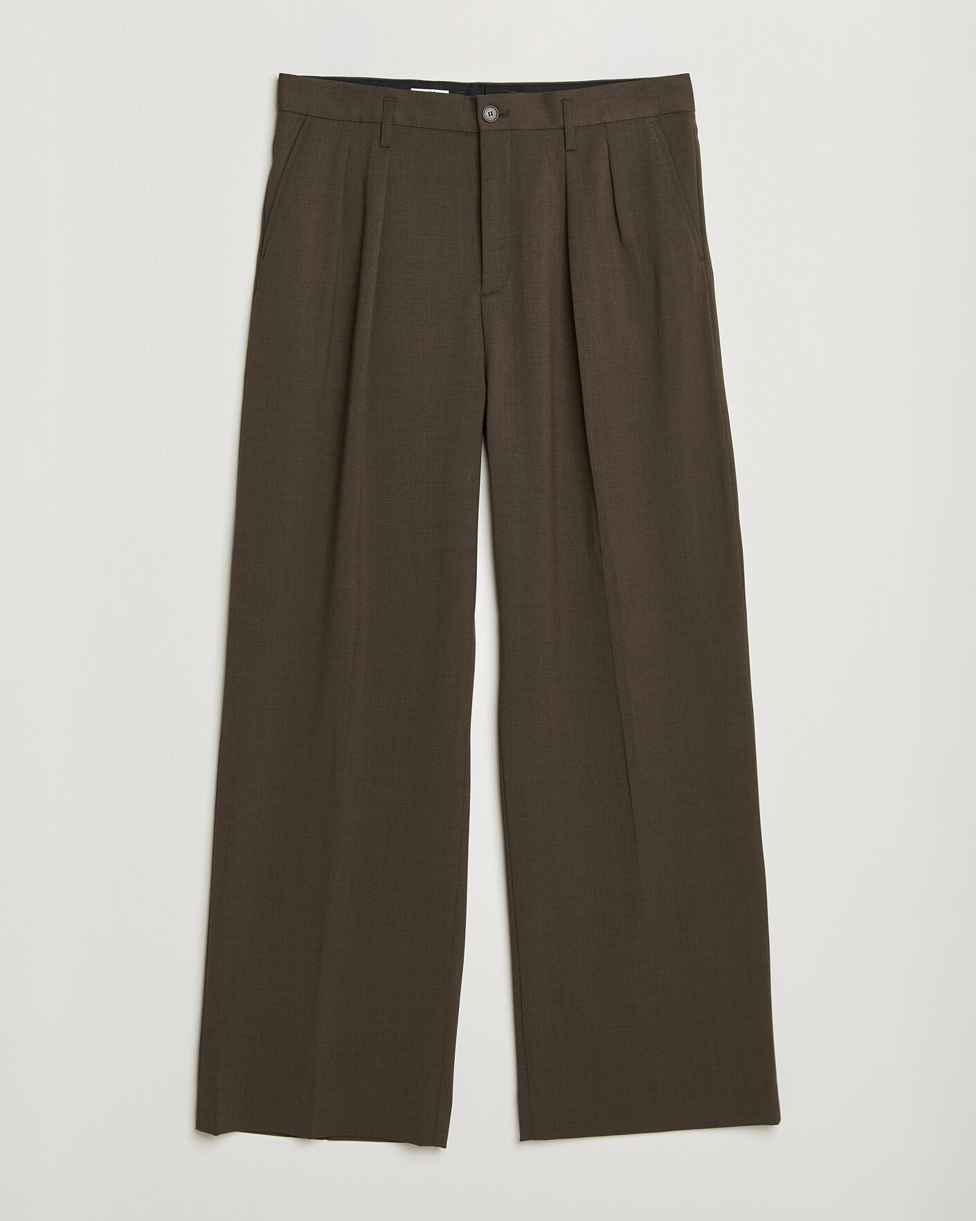 Hombres | Pantalones | Filippa K | Milo Wide Wool Trousers Walnut Brown
