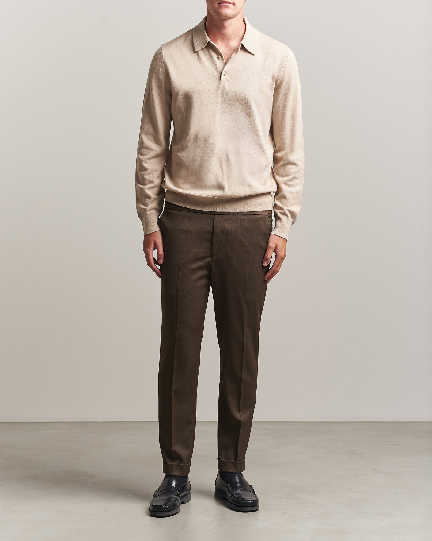 Hombres | Pantalones | Filippa K | Terry Wool Trousers Walnut Brown