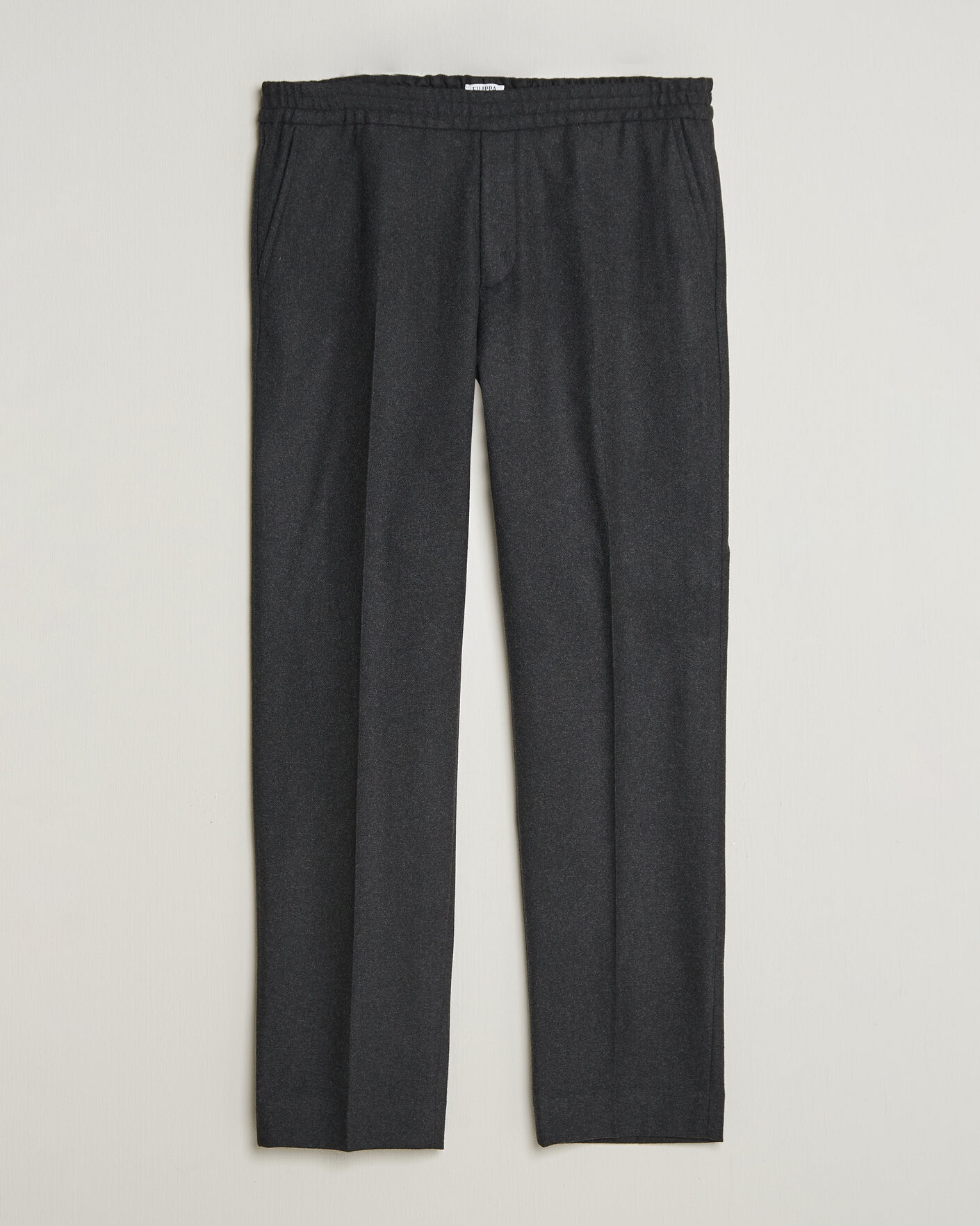 Hombres | Pantalones | Filippa K | Theo Relaxed Flannel Trousers Anthracite Melange