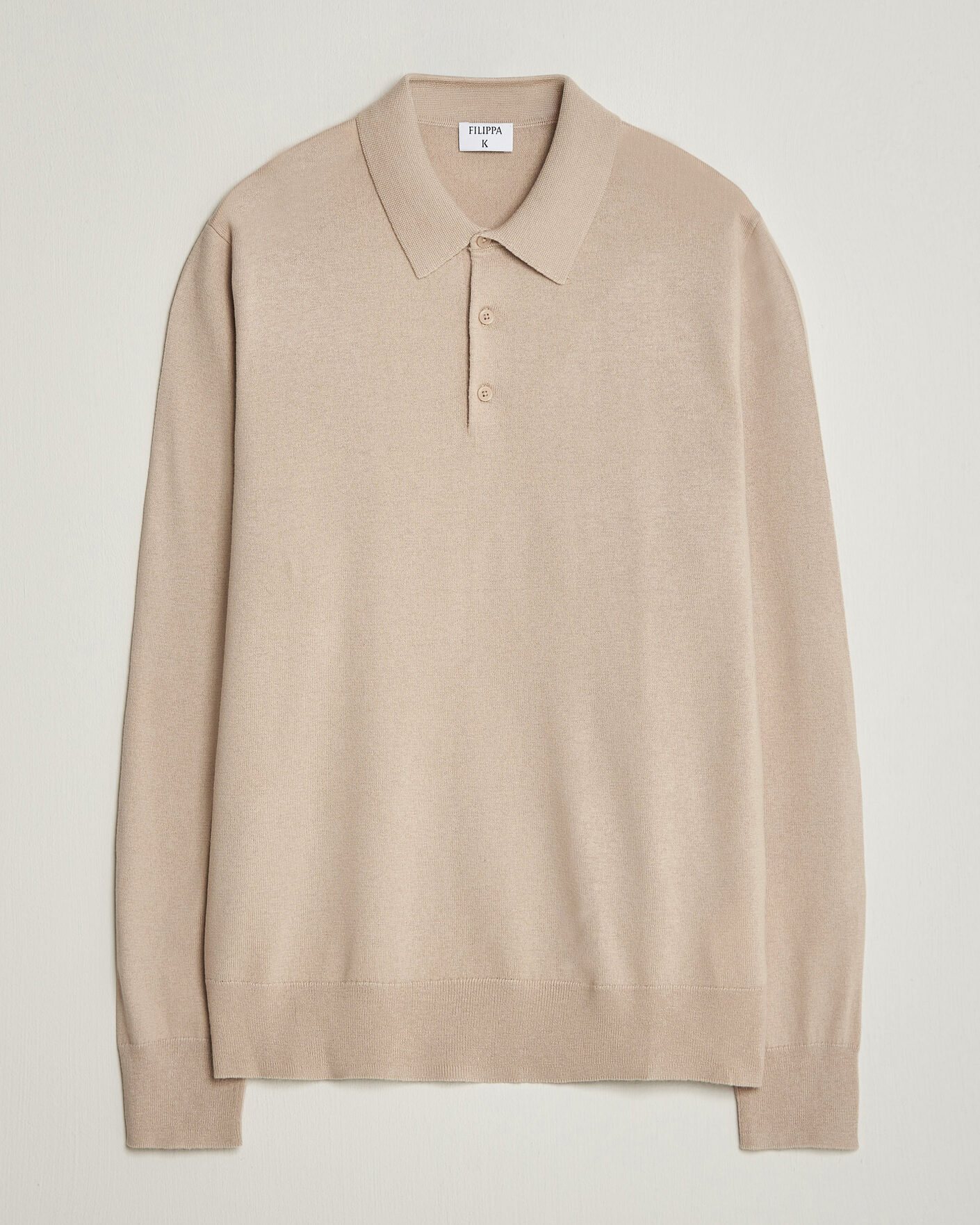 Hombres | Jerséis y prendas de punto | Filippa K | Knitted Polo Shirt Pearl Beige