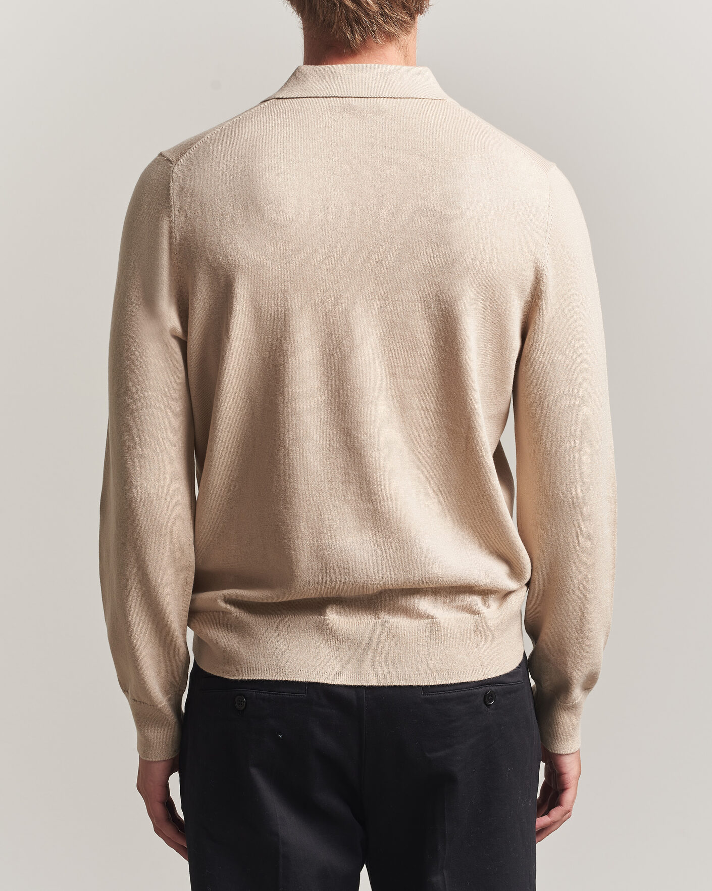 Hombres | Jerséis y prendas de punto | Filippa K | Knitted Polo Shirt Pearl Beige