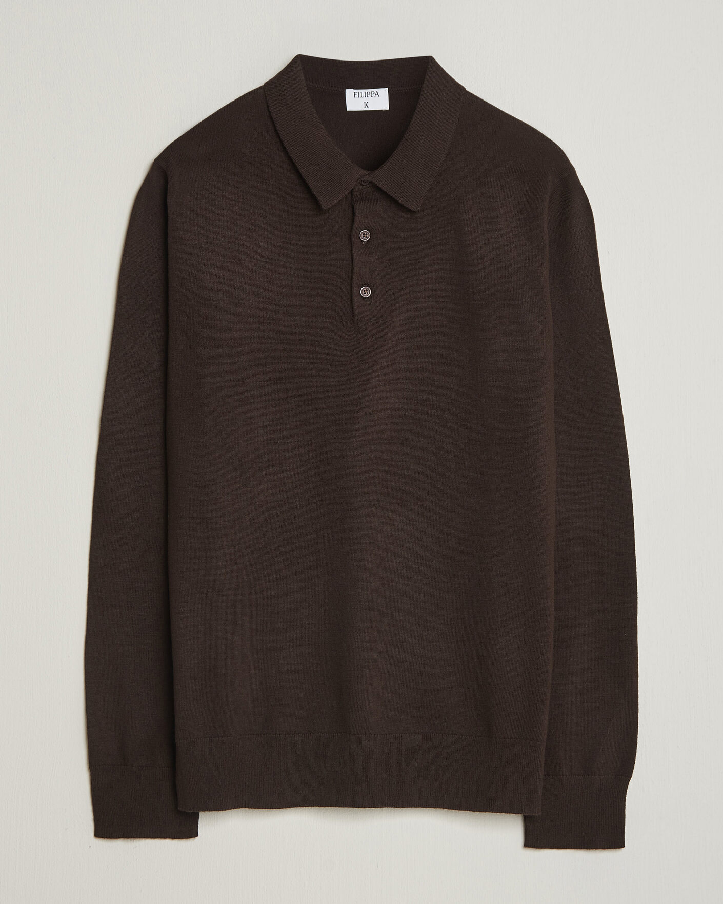 Hombres | Jerséis y prendas de punto | Filippa K | Knitted Polo Shirt Dark Chocolate