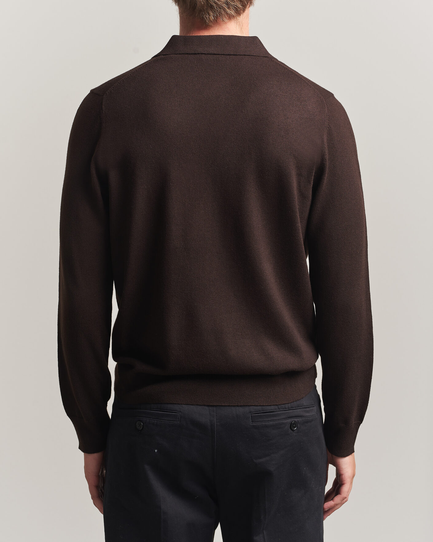 Hombres | Jerséis y prendas de punto | Filippa K | Knitted Polo Shirt Dark Chocolate