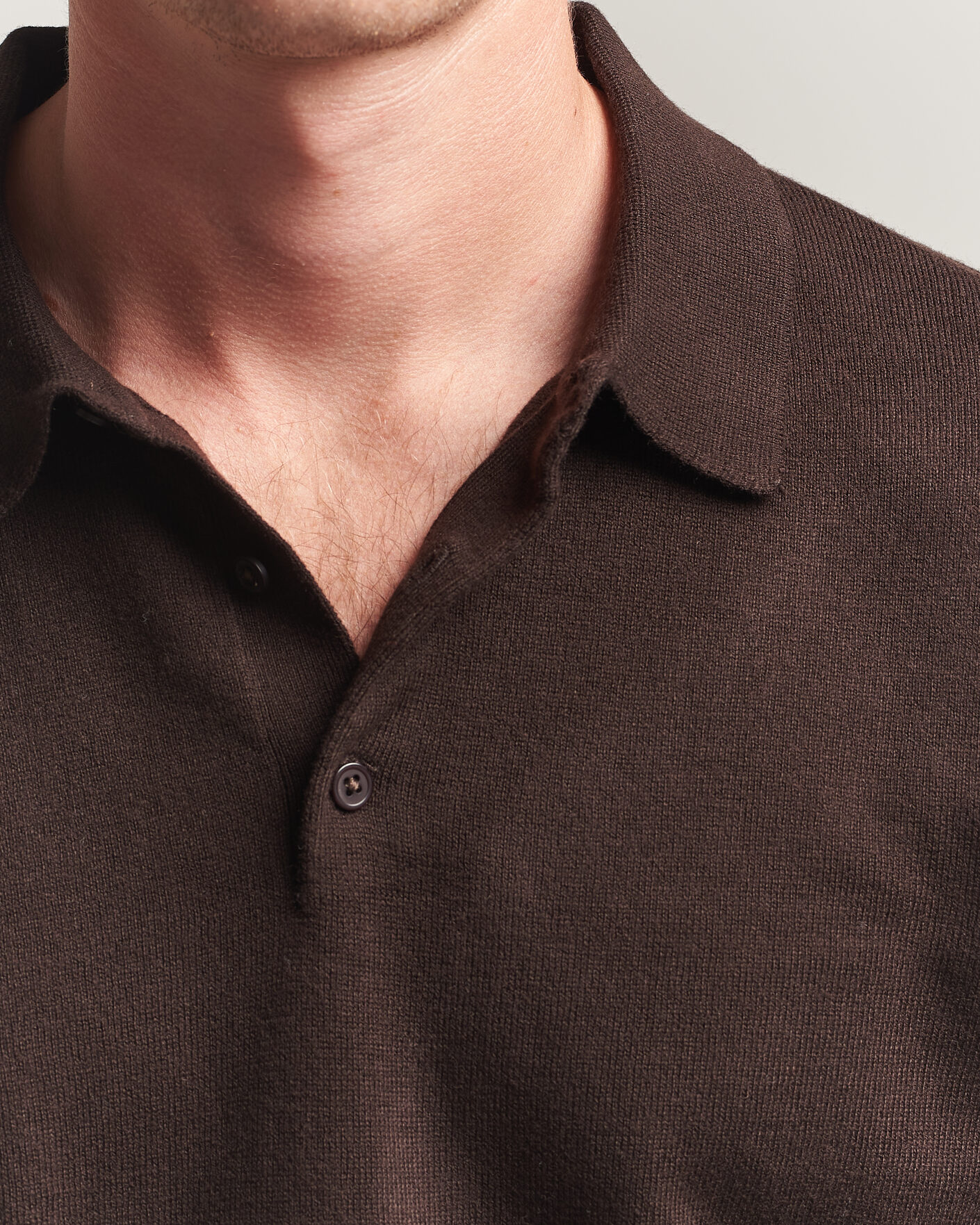 Hombres | Jerséis y prendas de punto | Filippa K | Knitted Polo Shirt Dark Chocolate