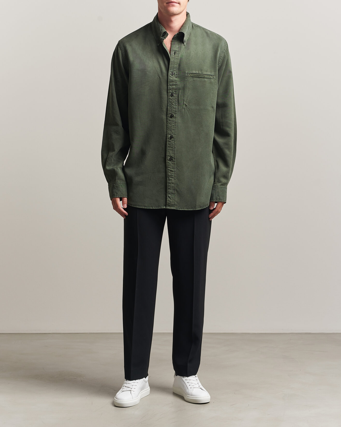 Hombres | Camisas | Filippa K | Zack Lyocell Shirt Night Green