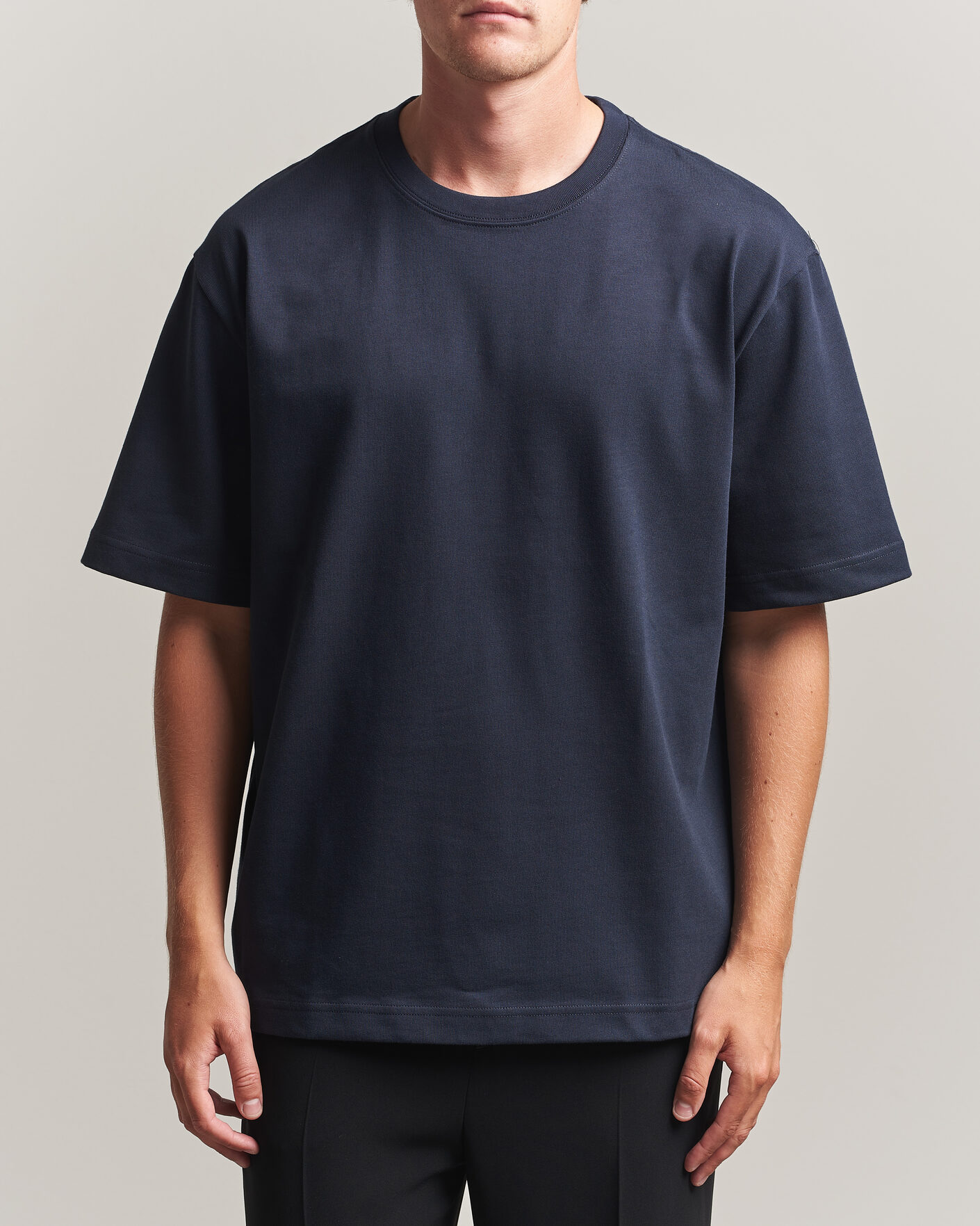 Hombres | Camisetas | Filippa K | Heavy Cotton Crew Neck T-Shirt Night Blue