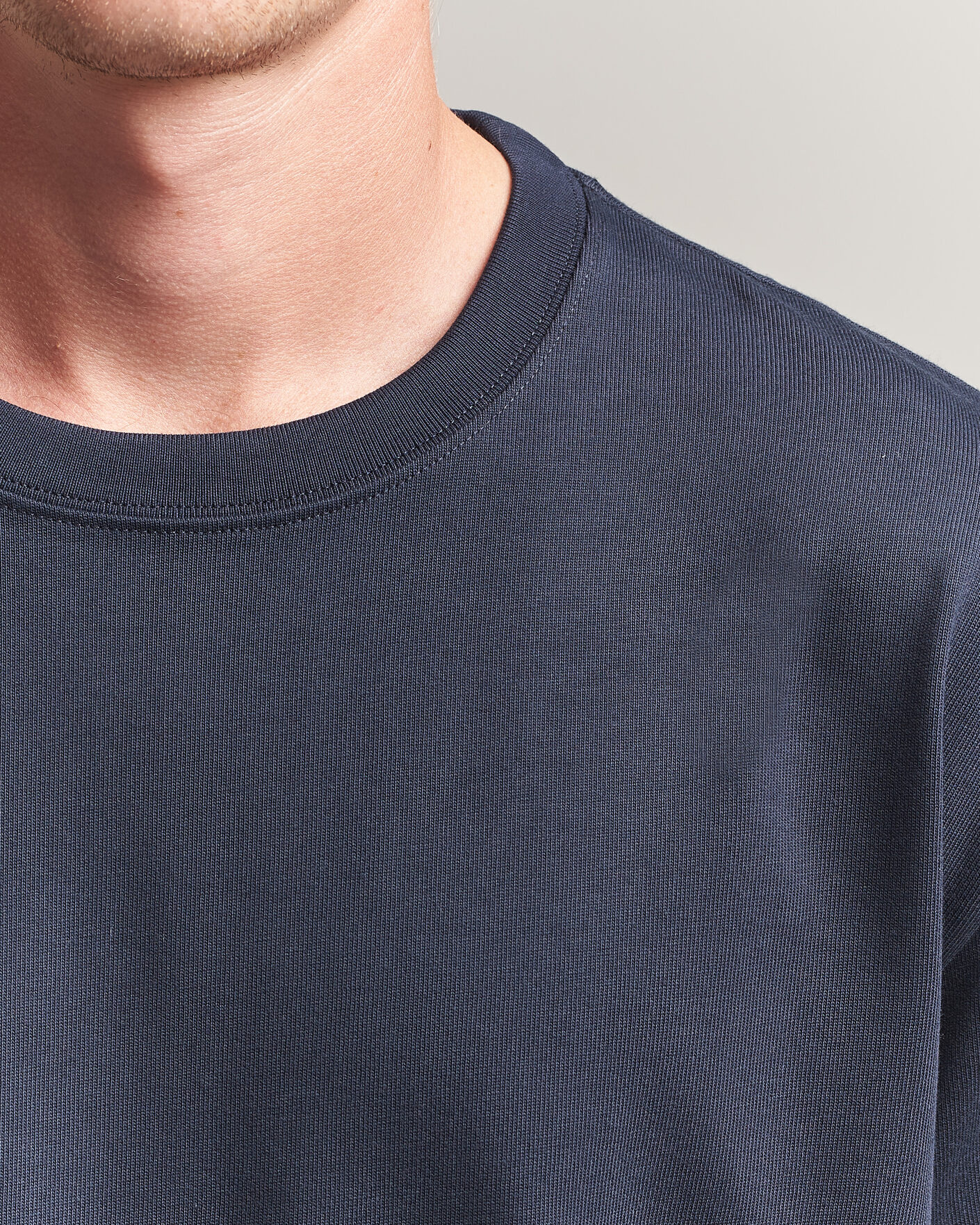 Hombres | Camisetas | Filippa K | Heavy Cotton Crew Neck T-Shirt Night Blue