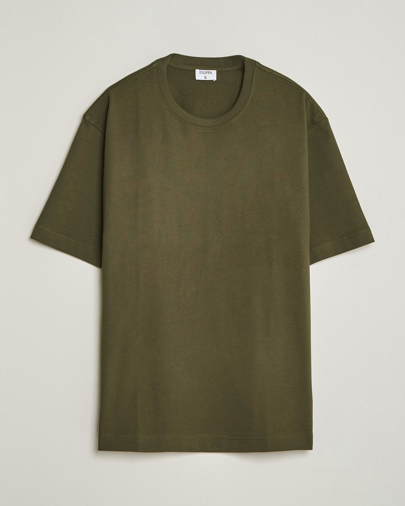 Hombres | Camisetas | Filippa K | Heavy Cotton Crew Neck T-Shirt Dark Moss Green
