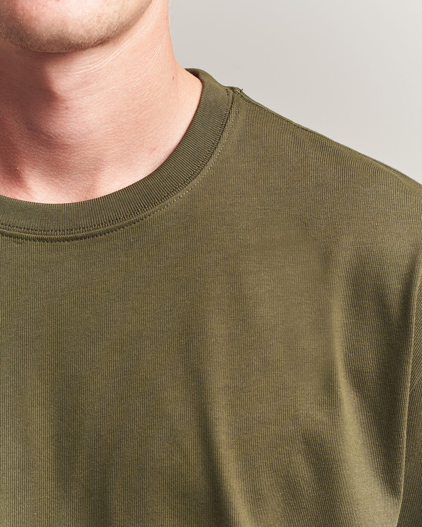 Hombres | Camisetas | Filippa K | Heavy Cotton Crew Neck T-Shirt Dark Moss Green
