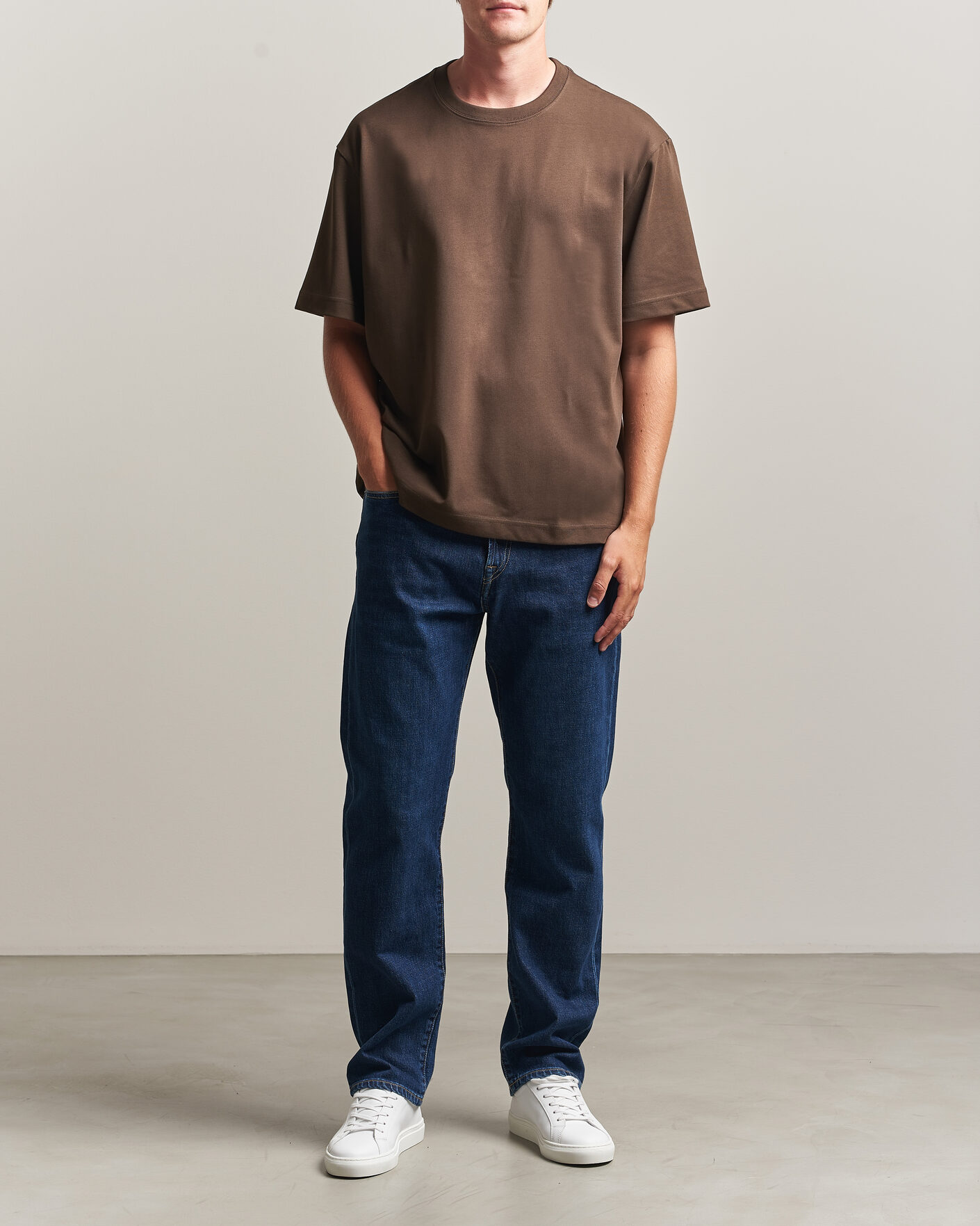 Hombres | Camisetas | Filippa K | Heavy Cotton Crew Neck T-Shirt Golden Brown