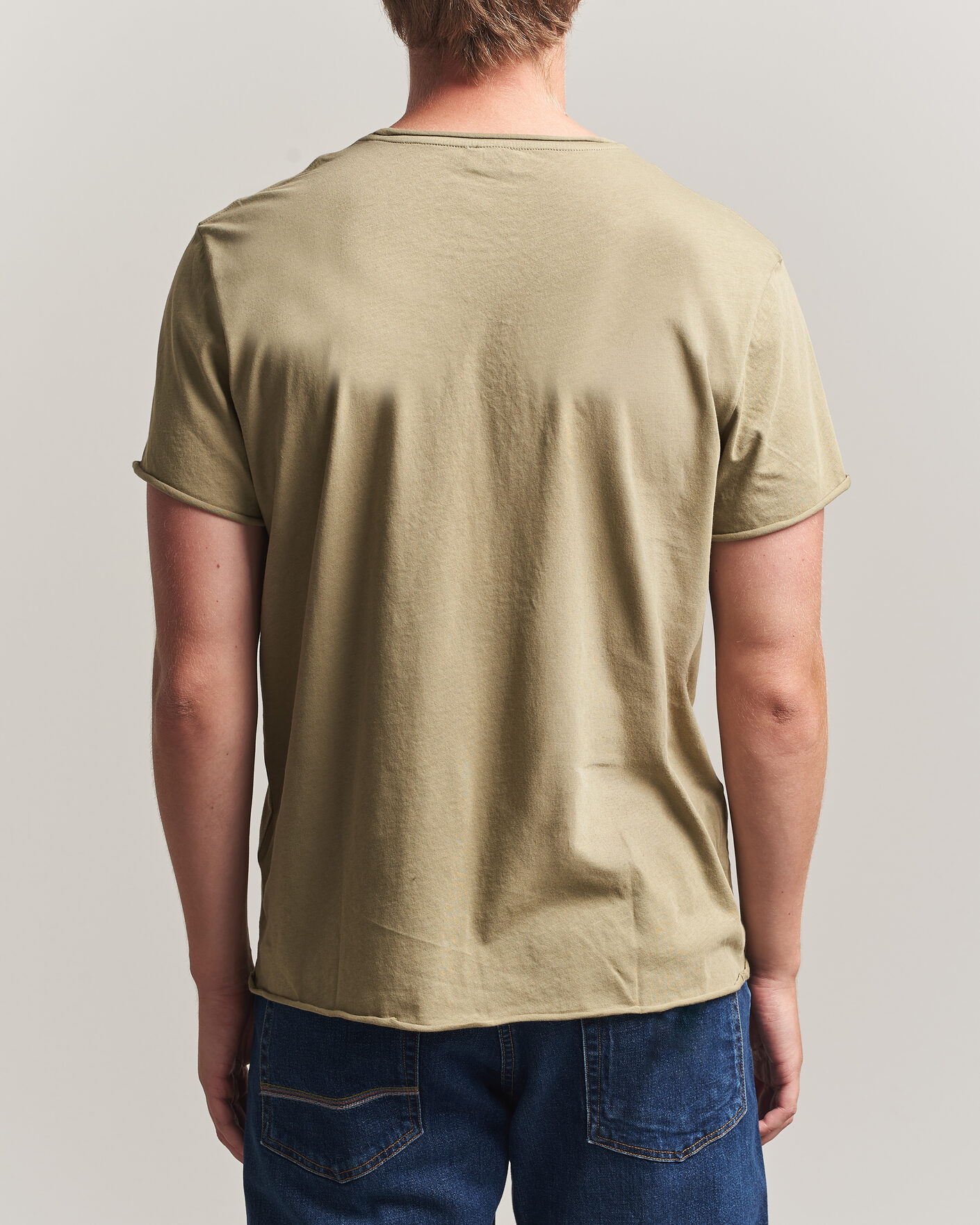Hombres | Camisetas | Filippa K | Roll Neck Crew Neck T-Shirt Light Olive Green