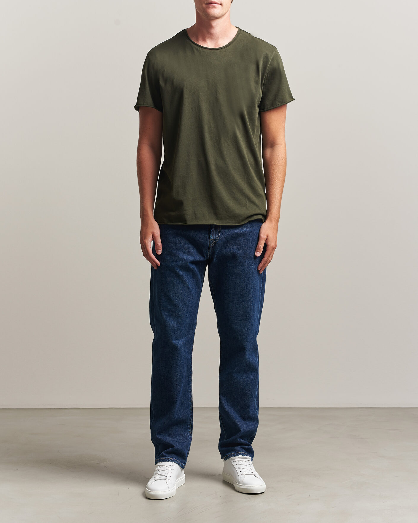 Hombres | Camisetas | Filippa K | Roll Neck Crew Neck T-Shirt Night Green