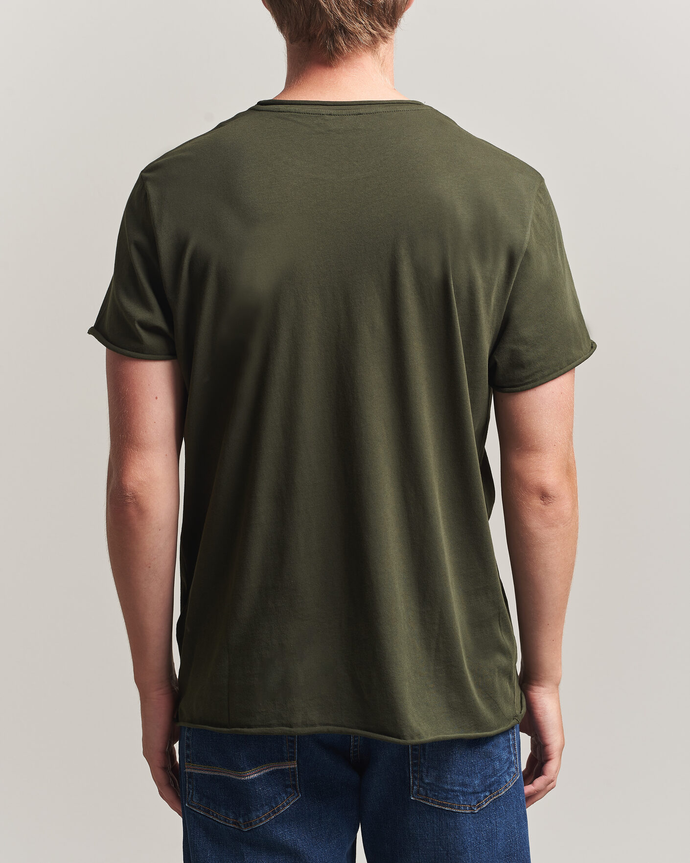 Hombres | Camisetas | Filippa K | Roll Neck Crew Neck T-Shirt Night Green