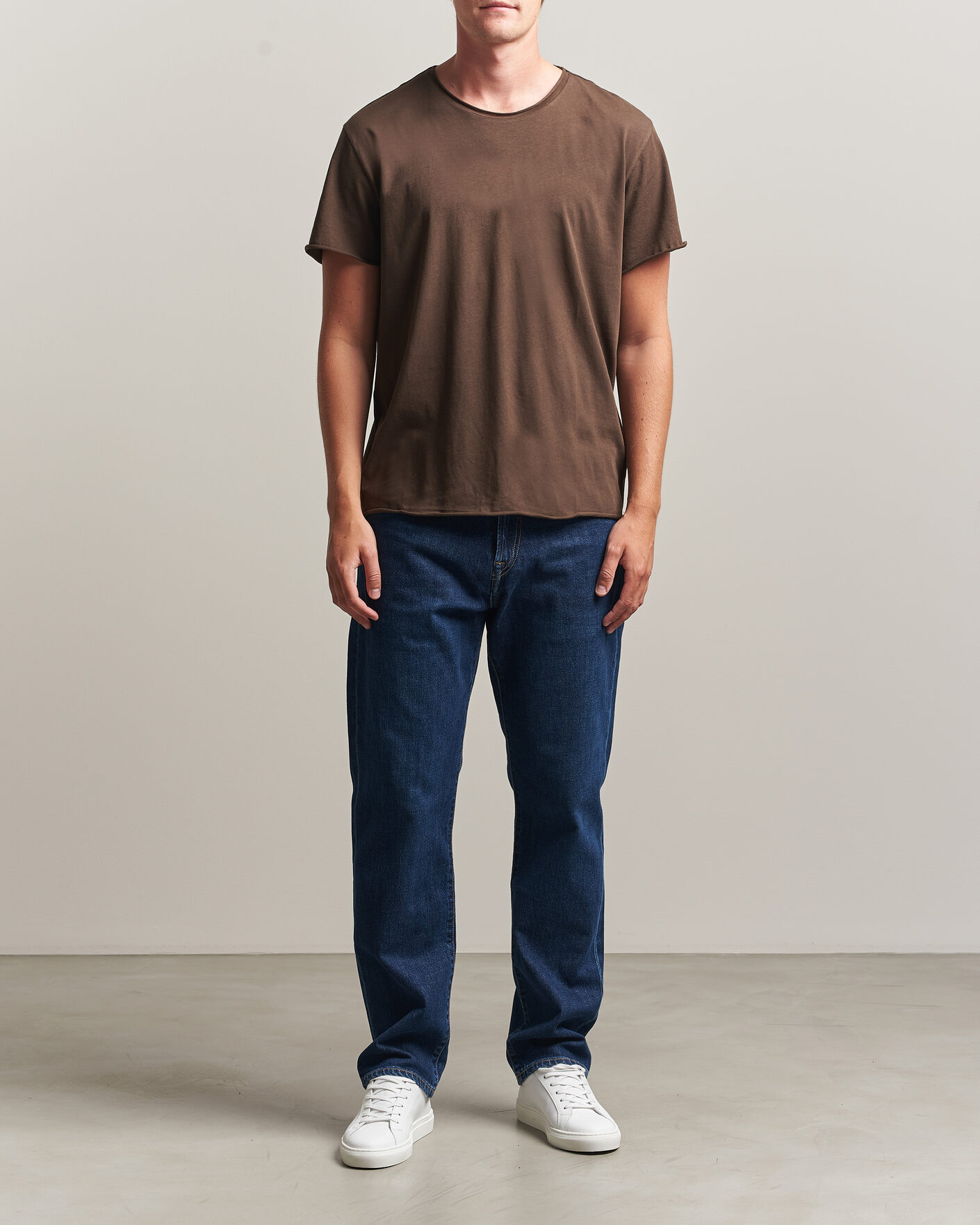 Hombres | Camisetas | Filippa K | Roll Neck Crew Neck T-Shirt Golden Brown