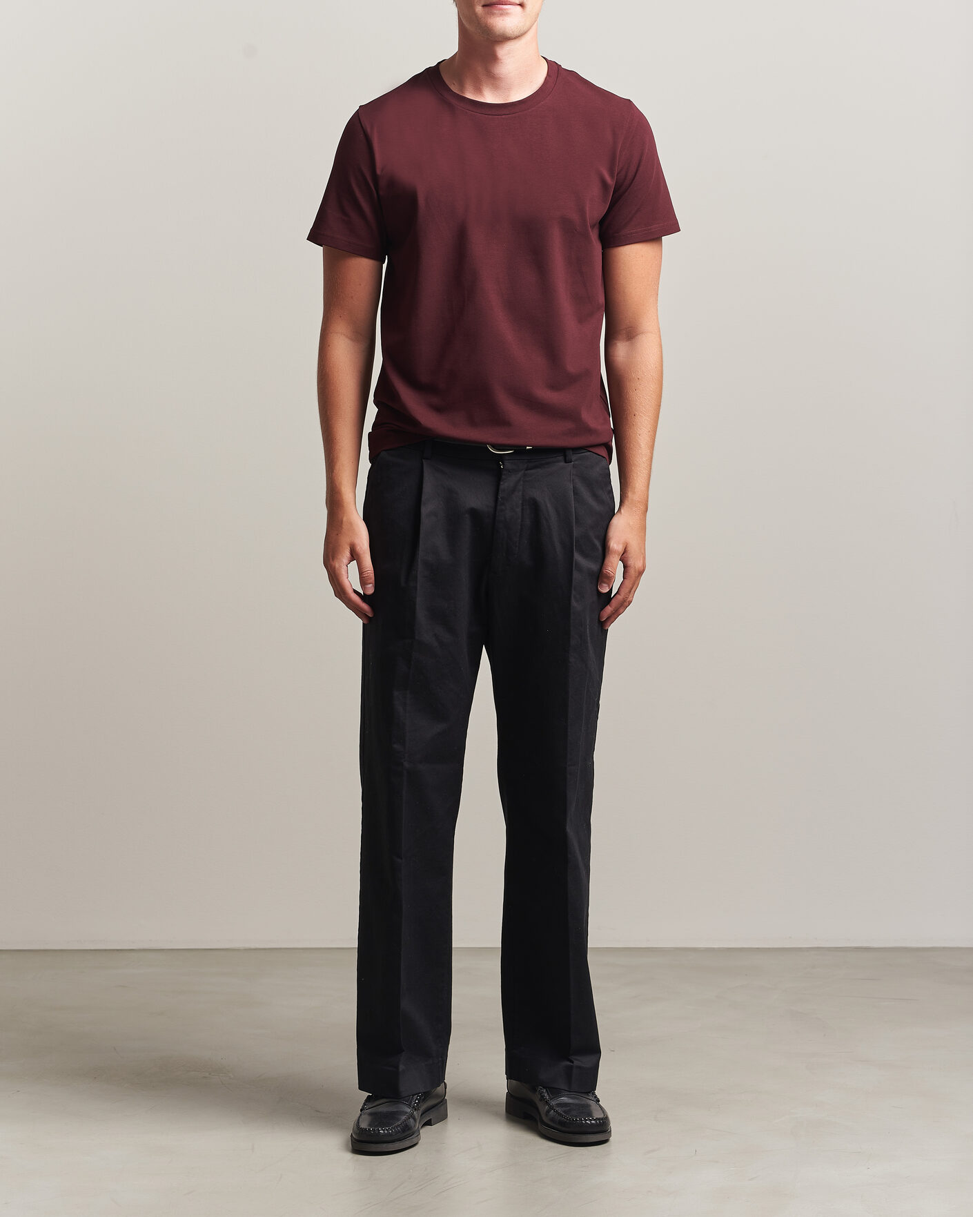 Hombres | Camisetas | Filippa K | Soft Lycra T-Shirt Dark Burgundy