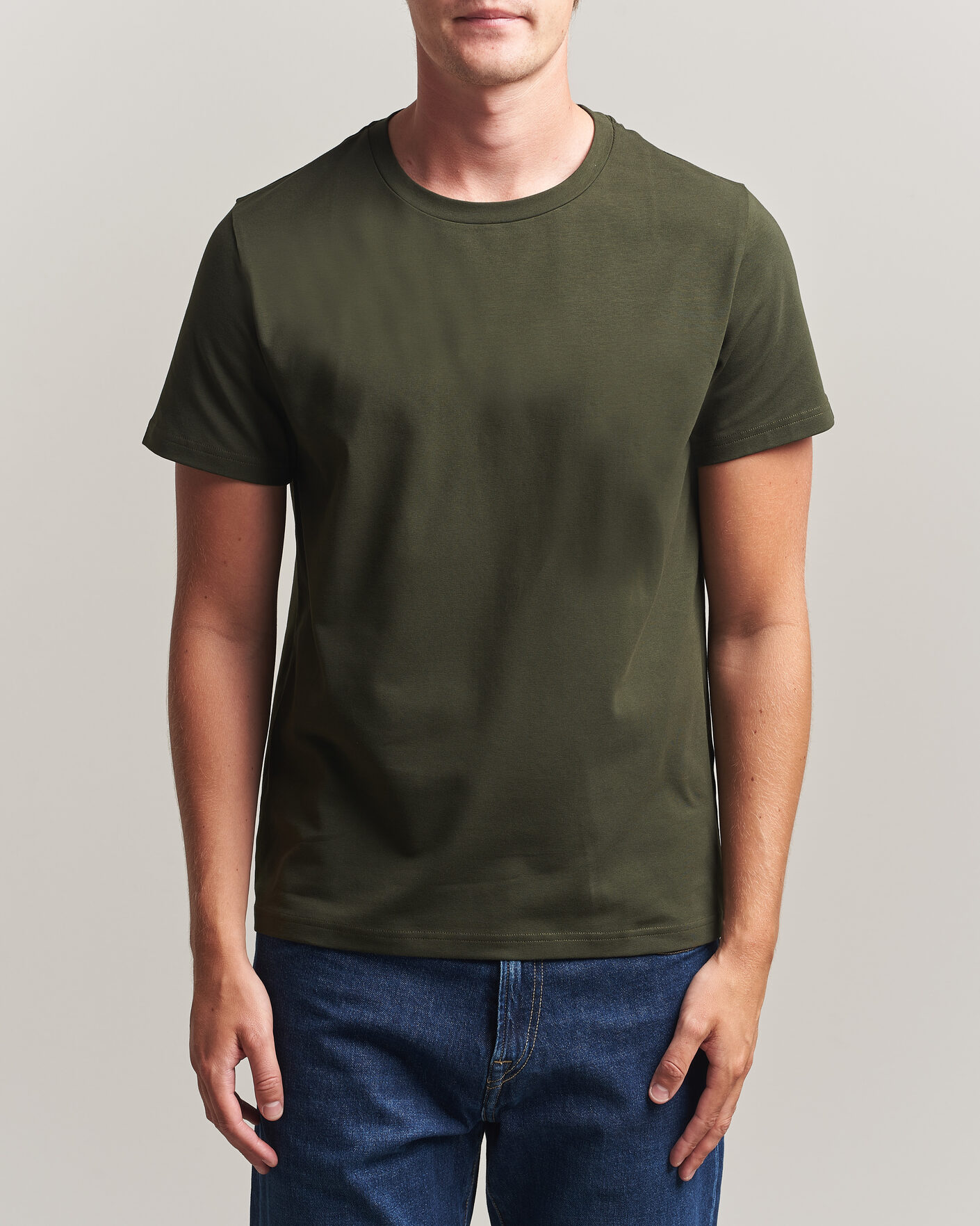Hombres | Camisetas | Filippa K | Soft Lycra T-Shirt Night Green