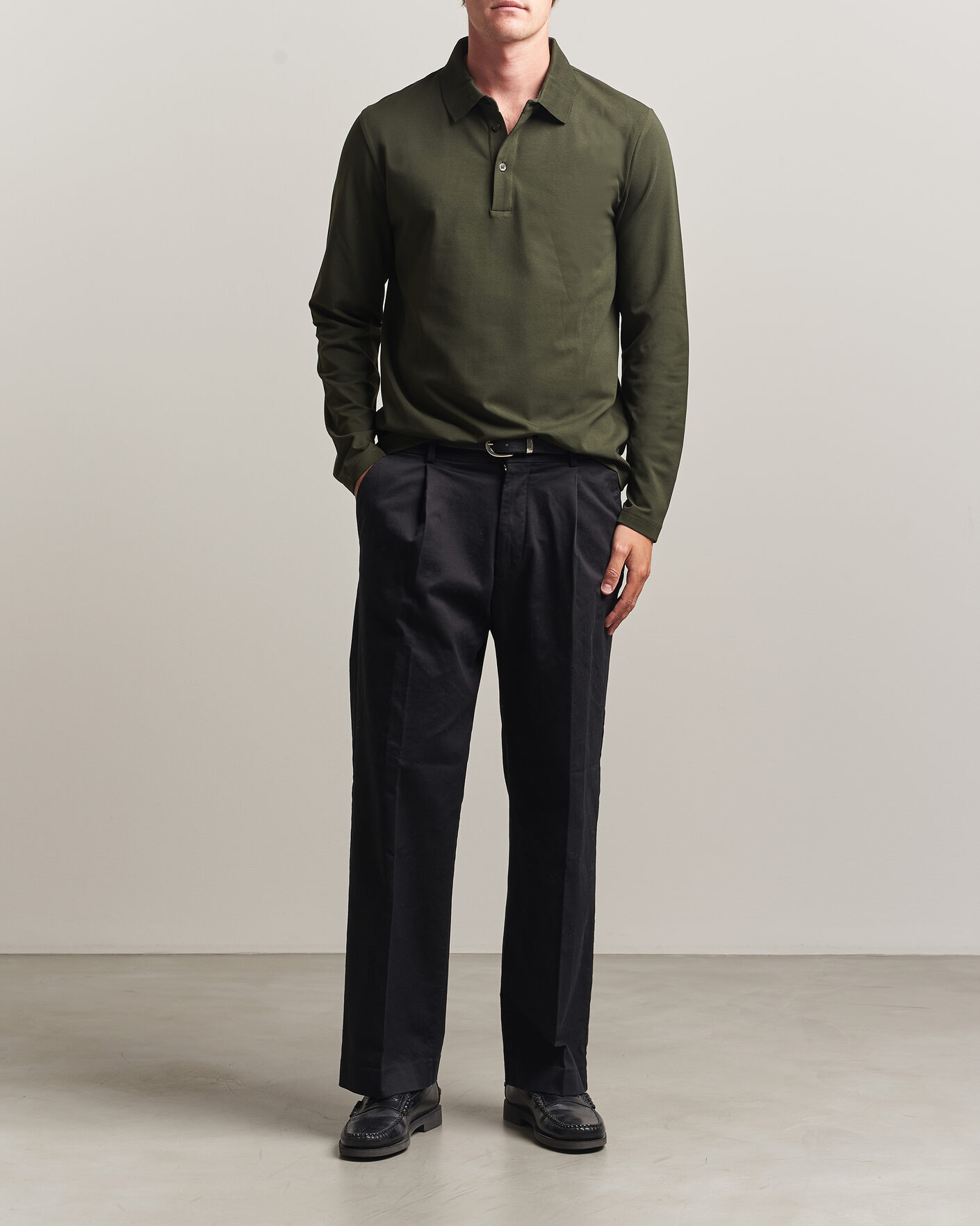 Hombres | Polos | Filippa K | Luke Lycra Polo Shirt Night Green