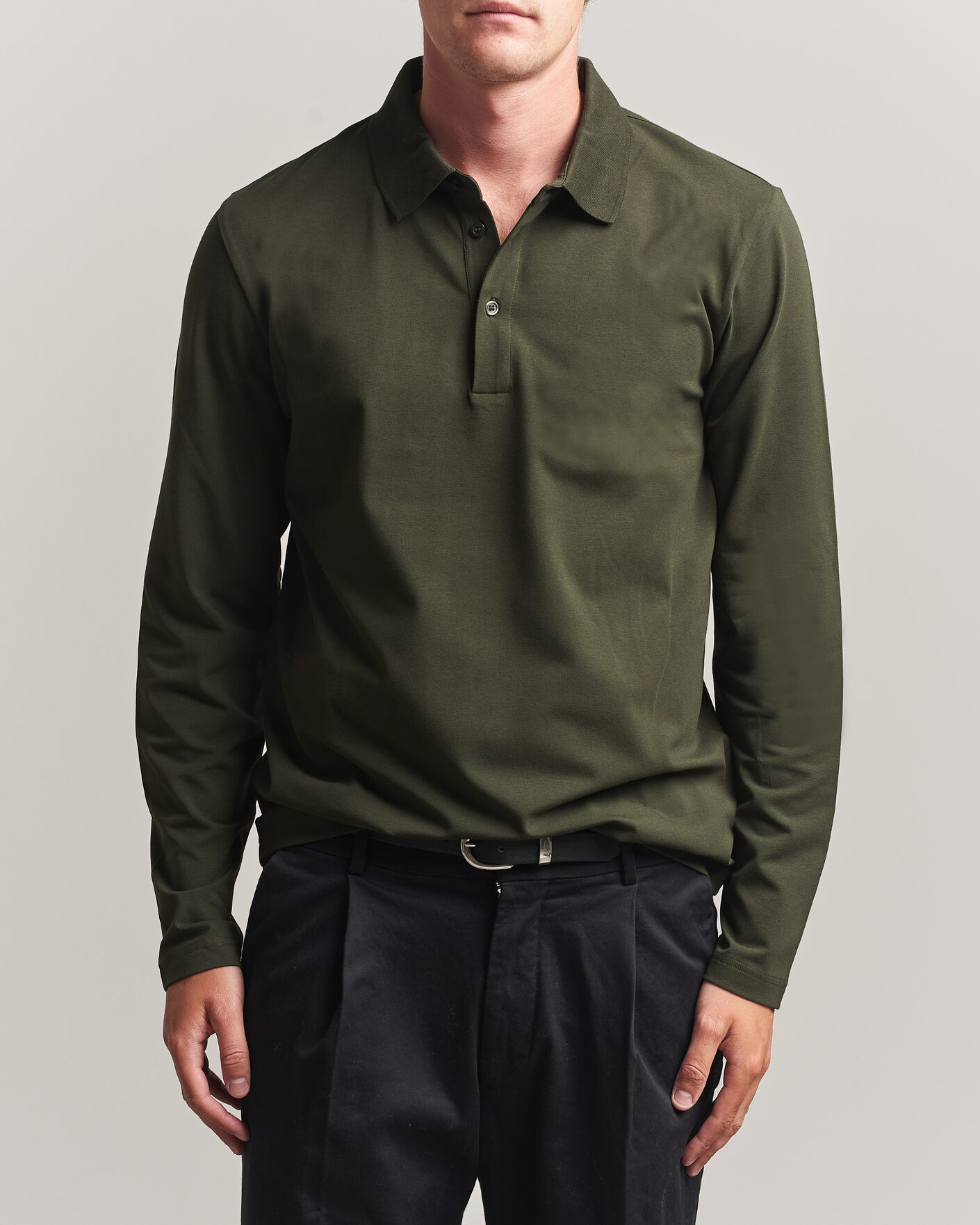 Hombres | Polos | Filippa K | Luke Lycra Polo Shirt Night Green