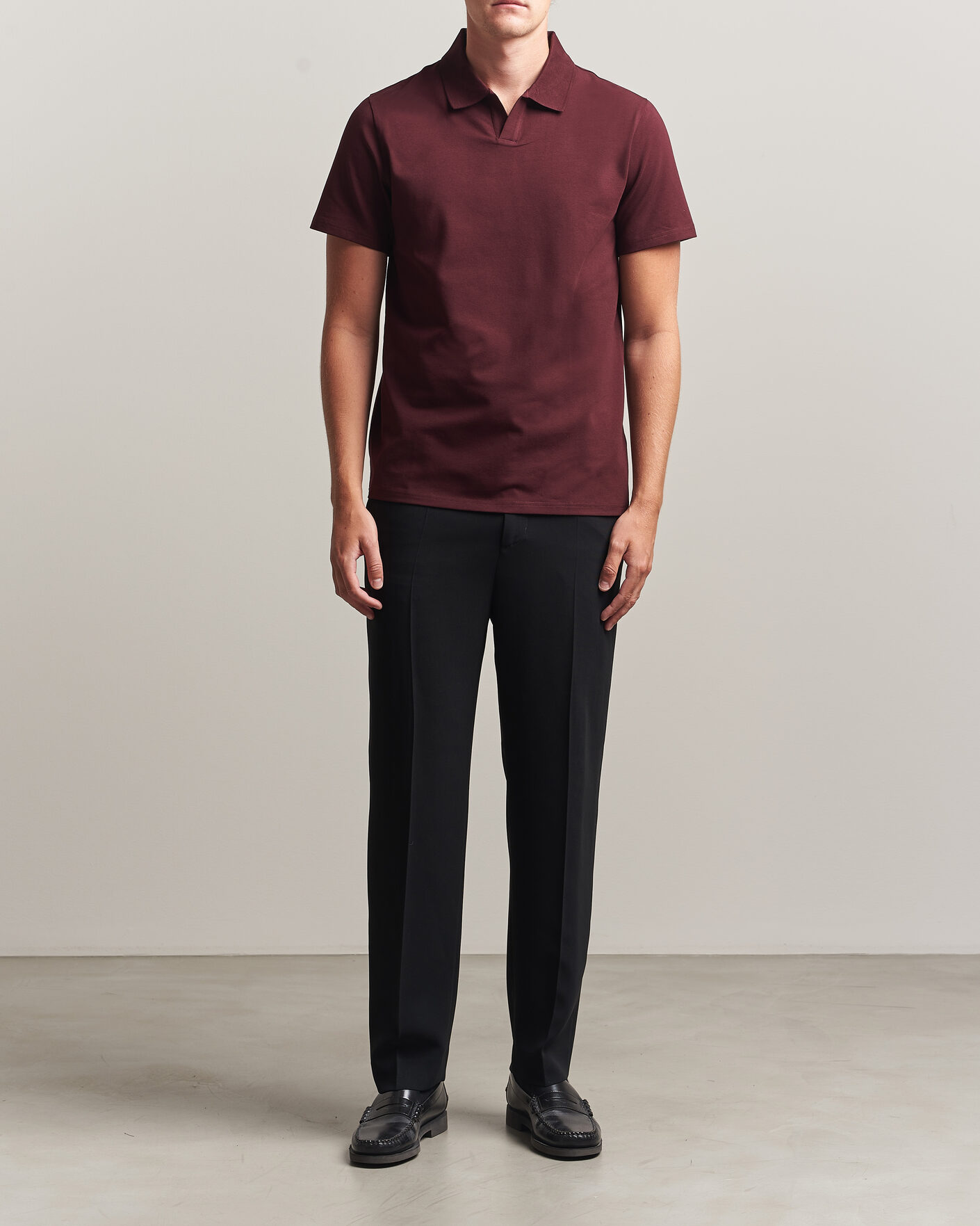 Hombres | Polos | Filippa K | Soft Lycra Polo T-Shirt Dark Burgundy