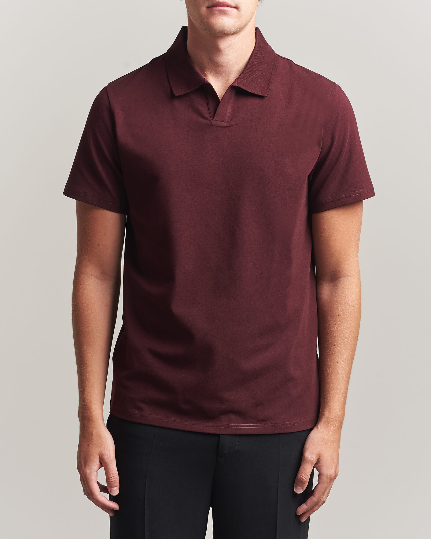Hombres | Polos | Filippa K | Soft Lycra Polo T-Shirt Dark Burgundy