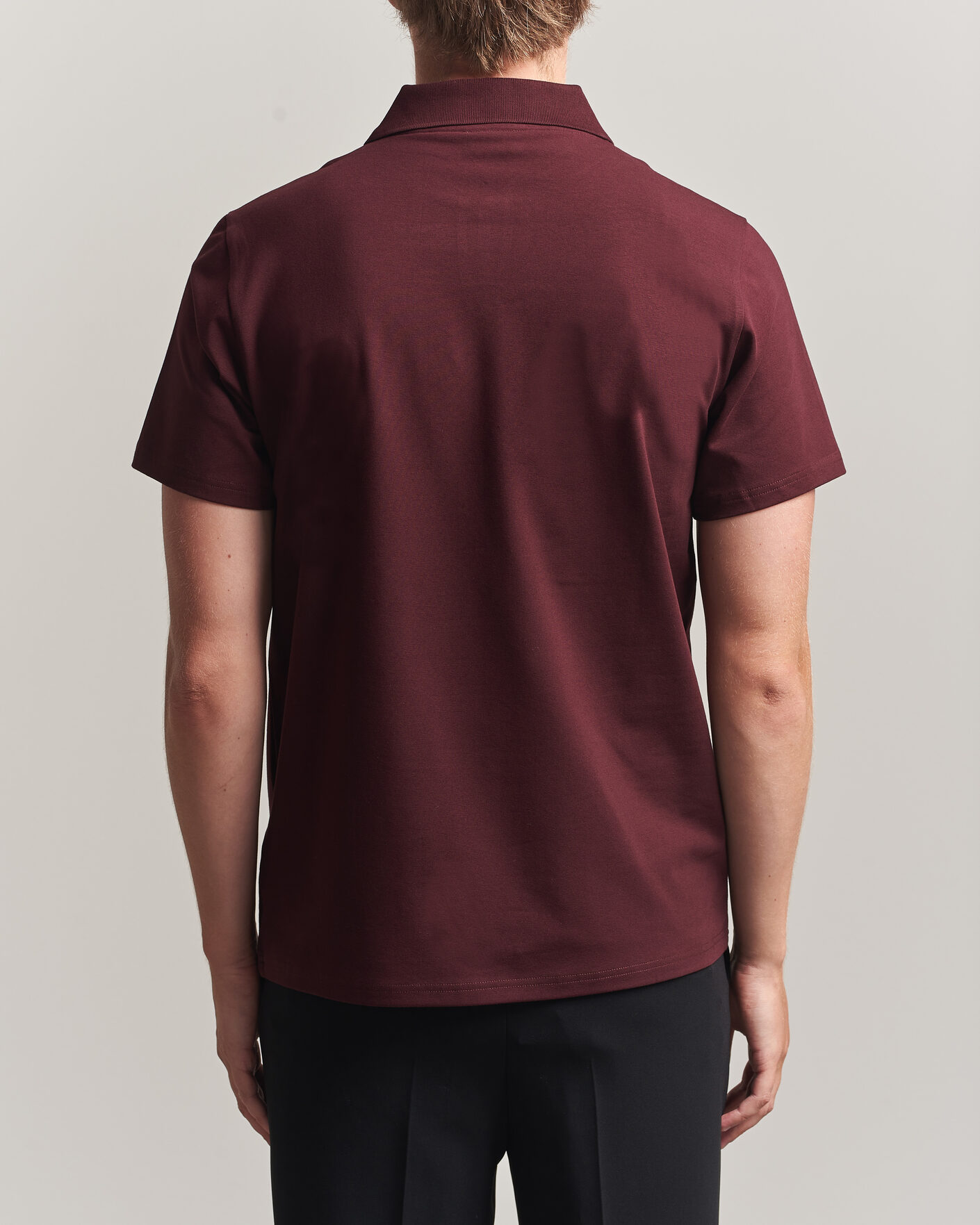 Hombres | Polos | Filippa K | Soft Lycra Polo T-Shirt Dark Burgundy