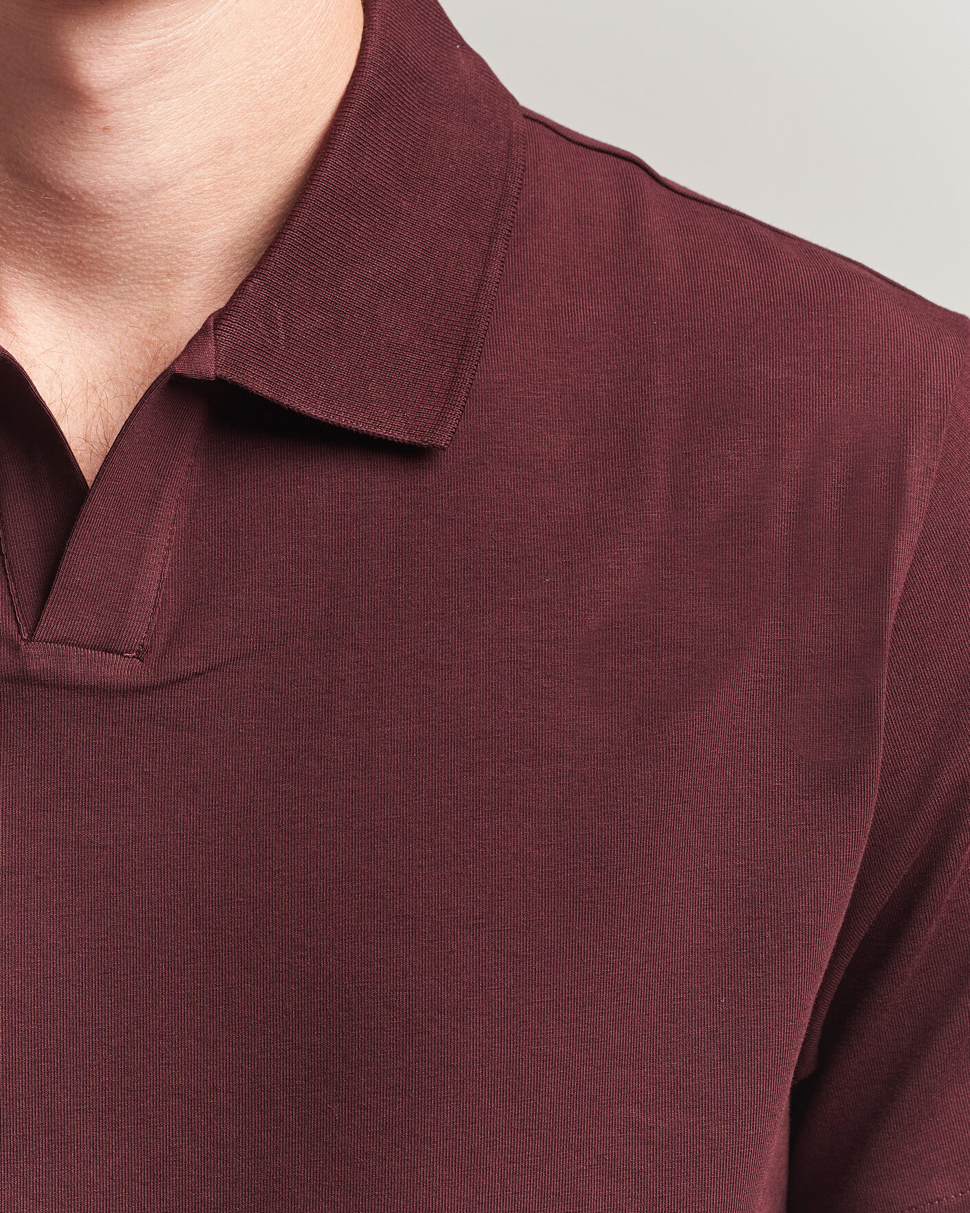 Hombres | Polos | Filippa K | Soft Lycra Polo T-Shirt Dark Burgundy