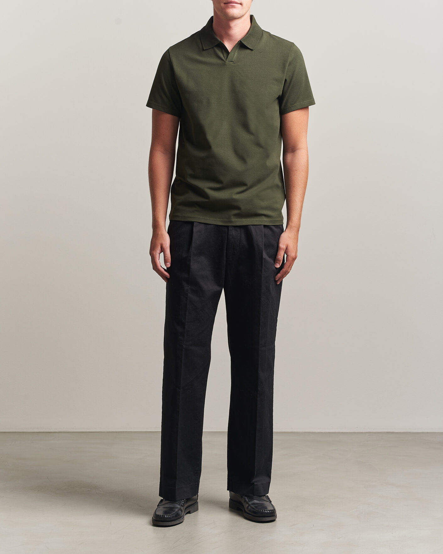 Hombres | Polos | Filippa K | Soft Lycra Polo T-Shirt Night Green