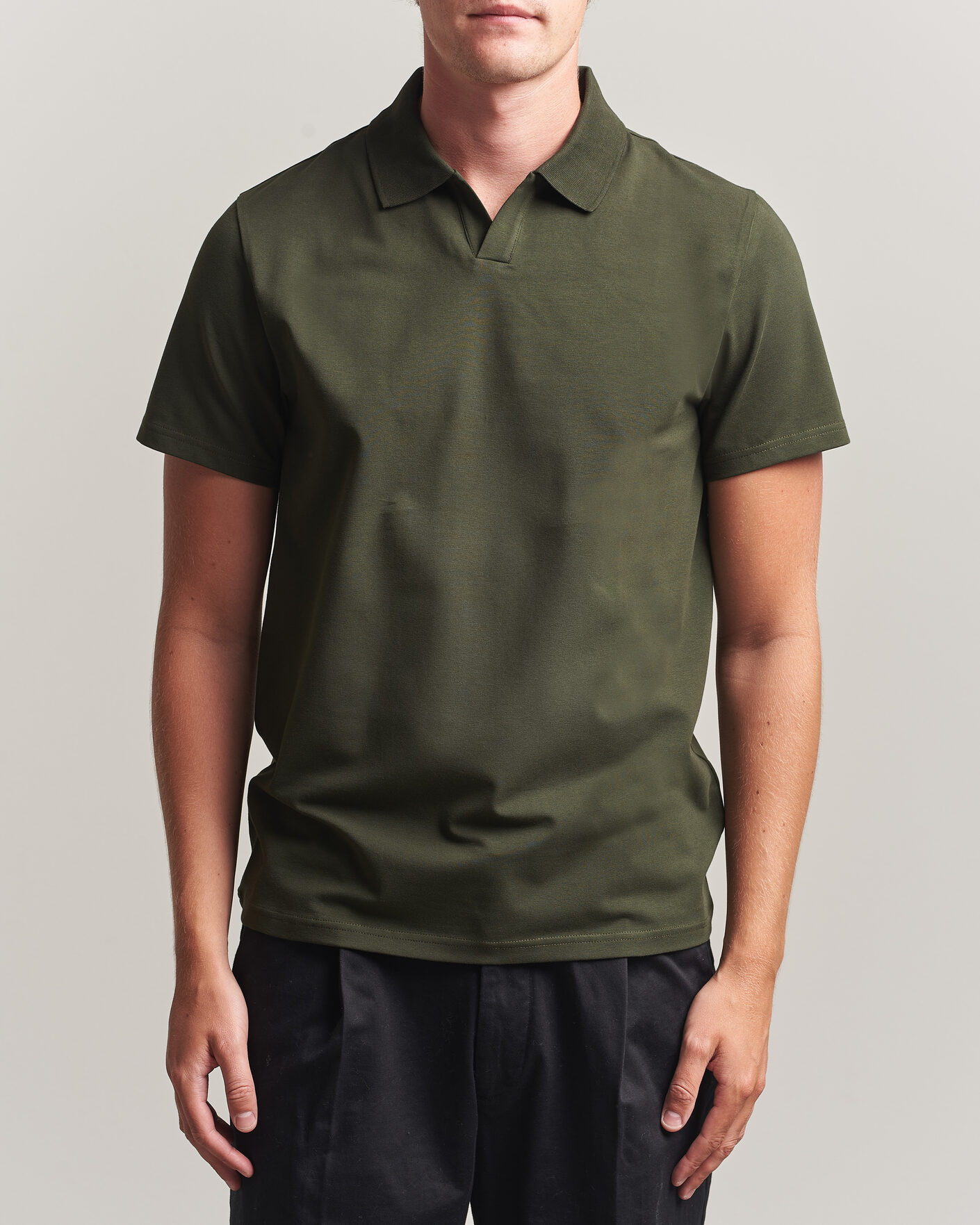 Hombres | Polos | Filippa K | Soft Lycra Polo T-Shirt Night Green