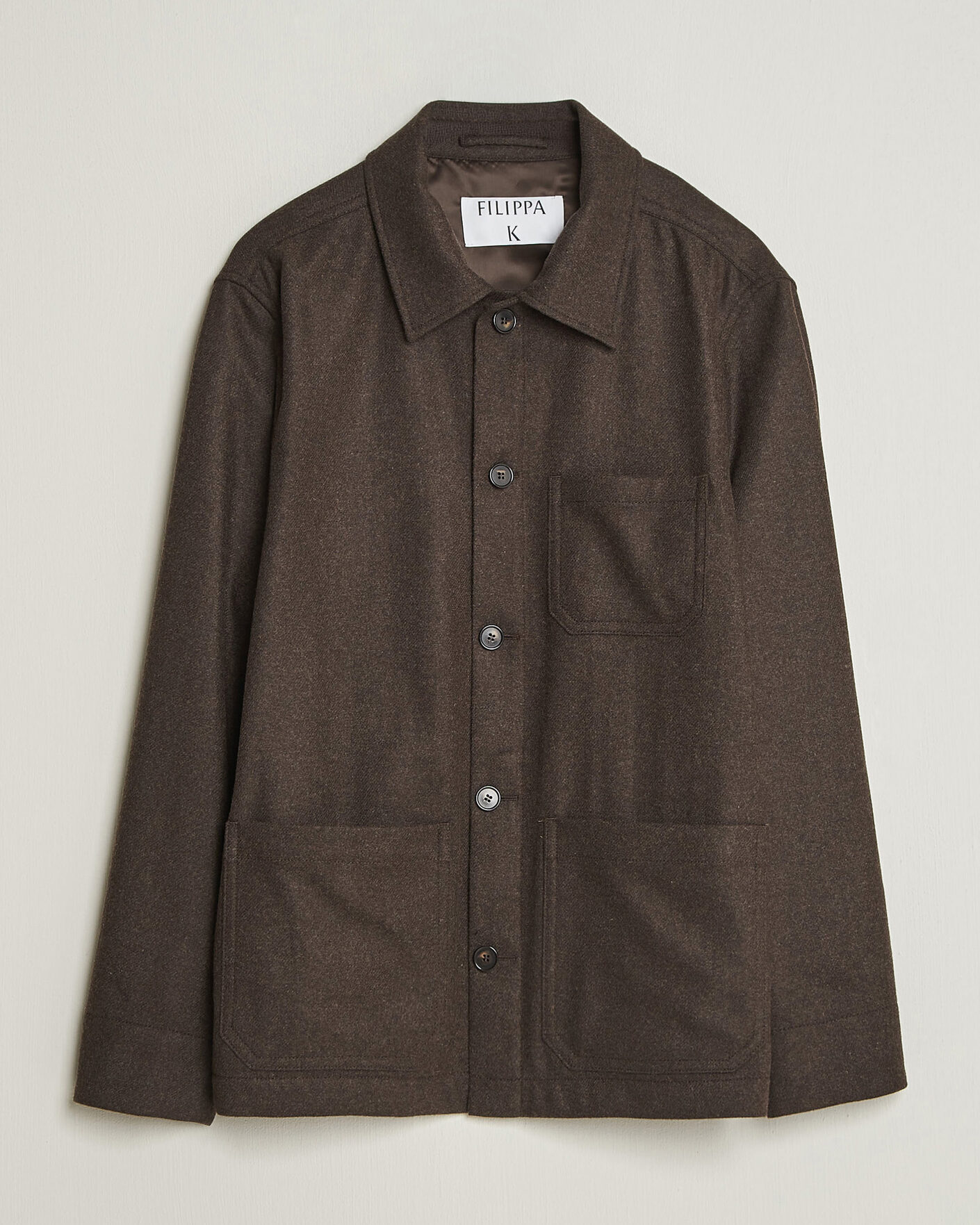 Hombres | Camisas | Filippa K | Taylor Flannel Overshirt Walnut Brown