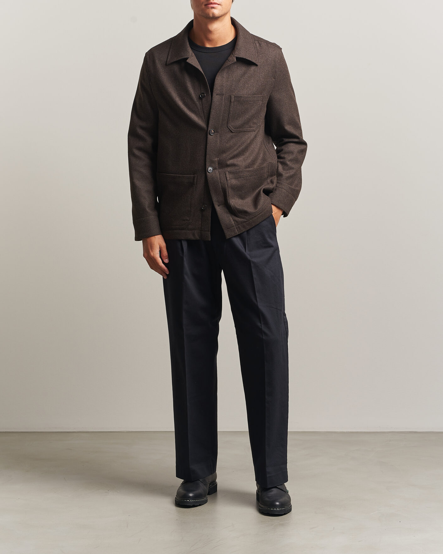 Hombres | Camisas | Filippa K | Taylor Flannel Overshirt Walnut Brown