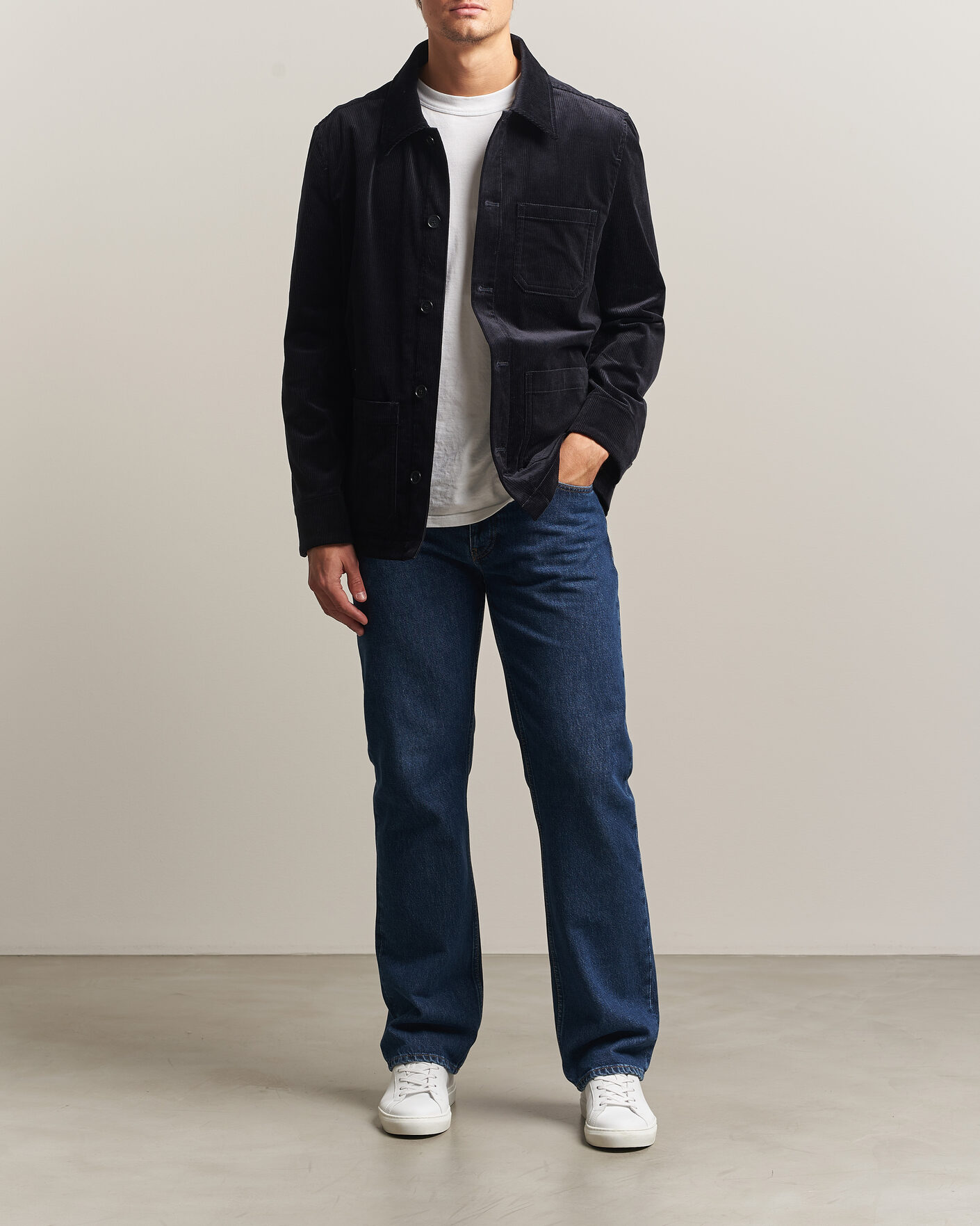 Hombres | Camisas | Filippa K | Taylor Corduroy Overshirt Navy