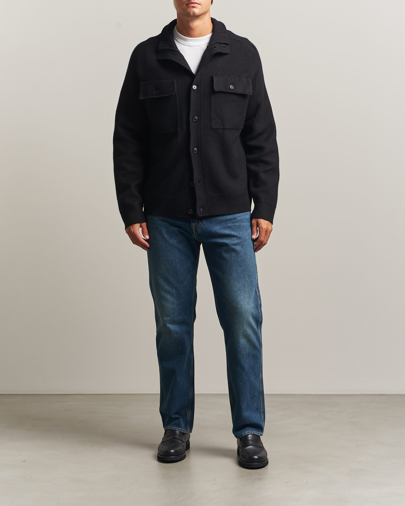 Hombres | Jerséis y prendas de punto | Filippa K | Wool Knitted Cardigan Black