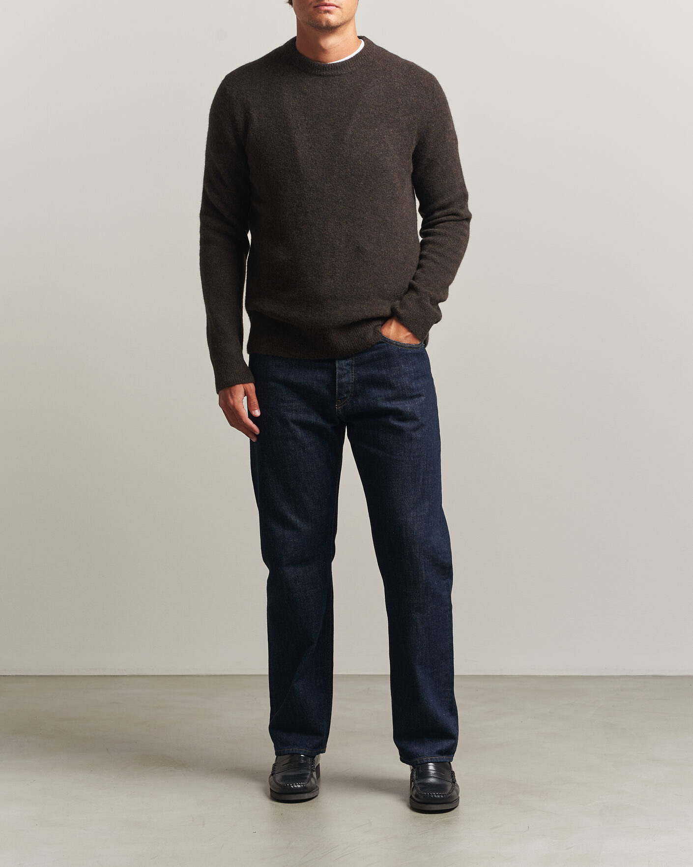 Hombres | Jerséis y prendas de punto | Filippa K | Yak Knitted Sweater Golden Brown