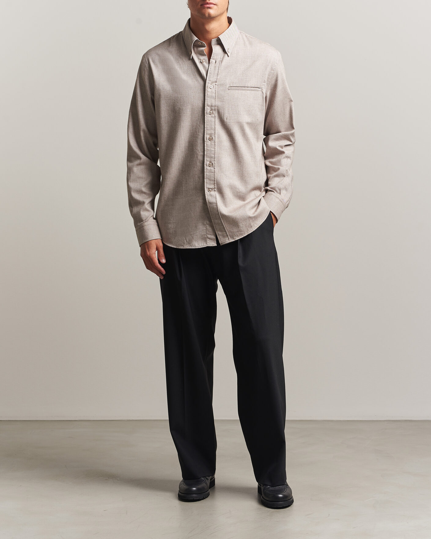 Hombres | Camisas | Filippa K | Zack Flannel Shirt Mid Brown